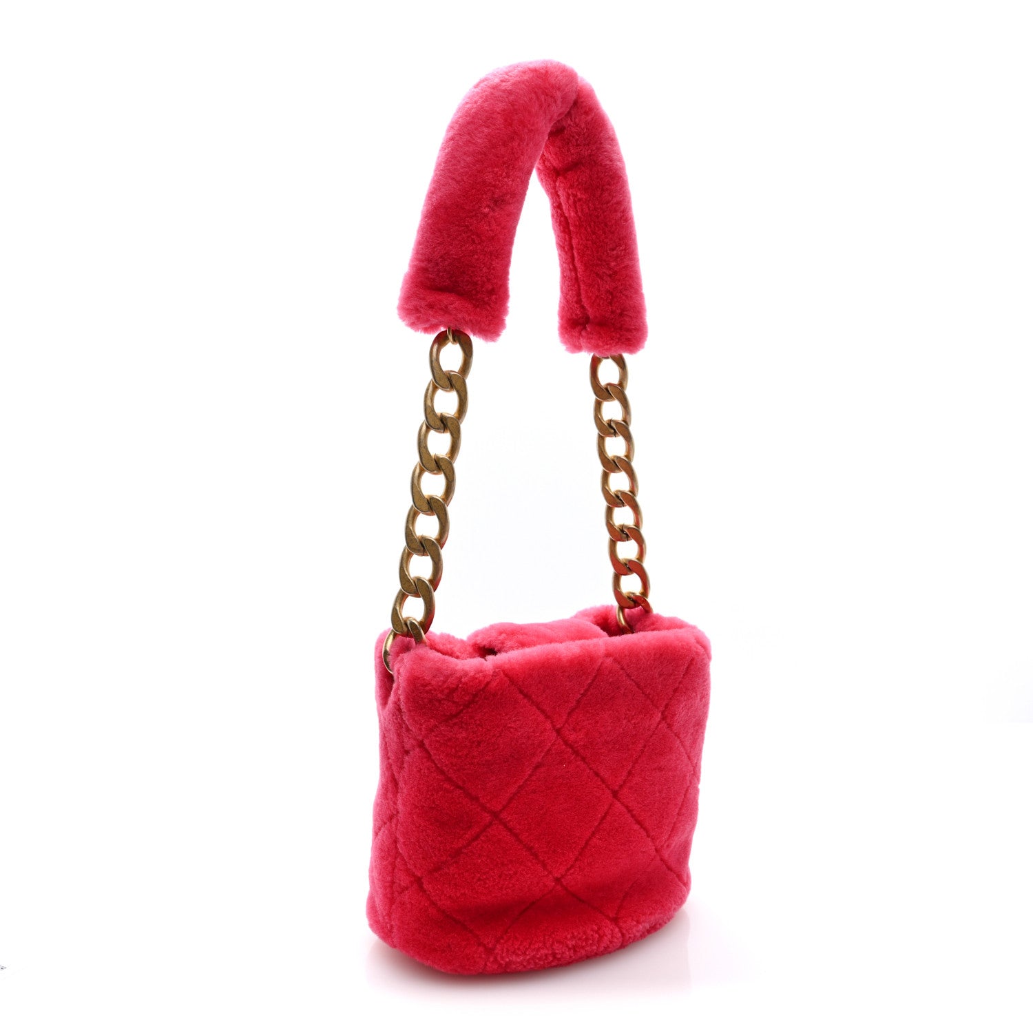 Shearling Quilted Bucket Bag Fuchsia — view 3