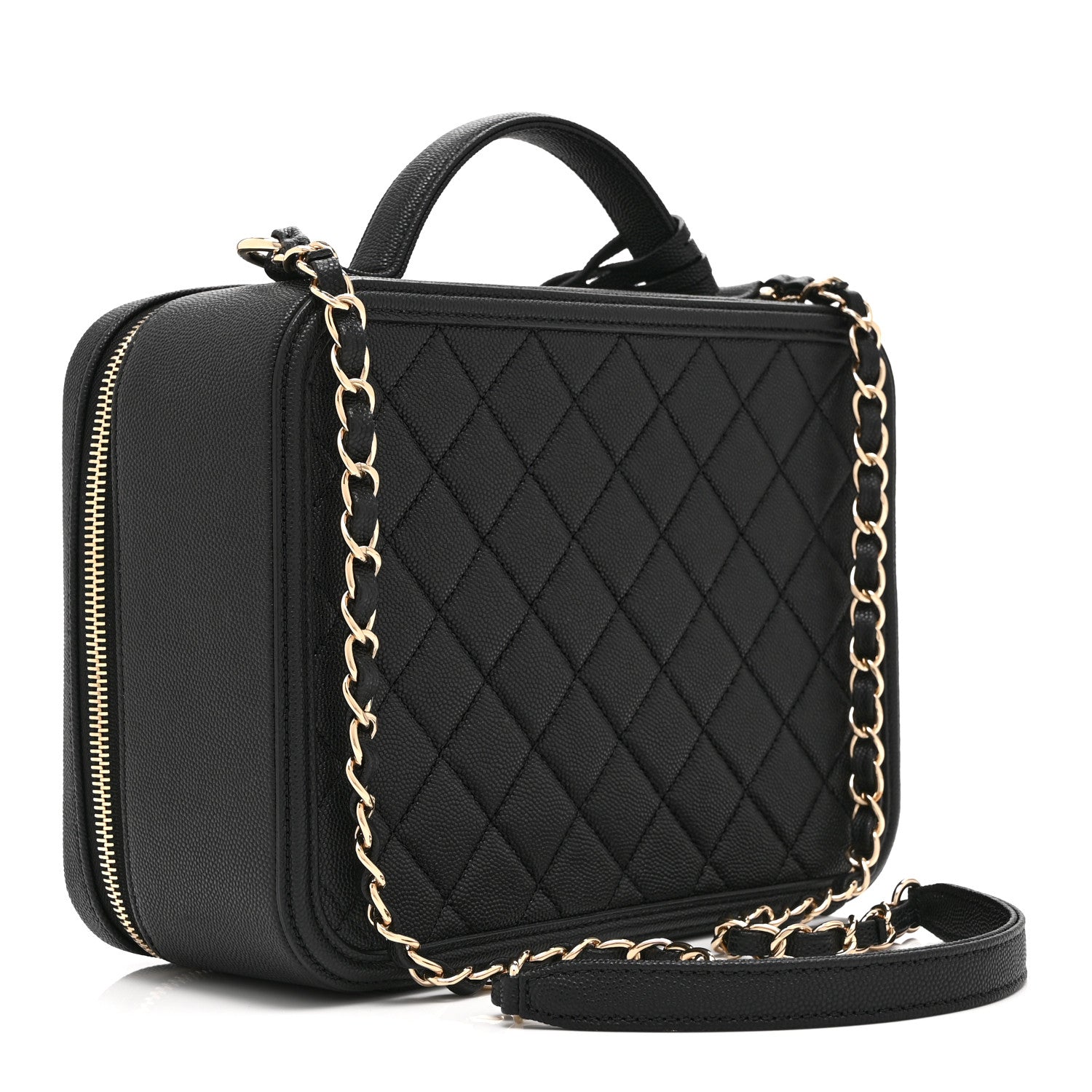 Caviar Quilted Large CC Filigree Vanity Case Black — view 4
