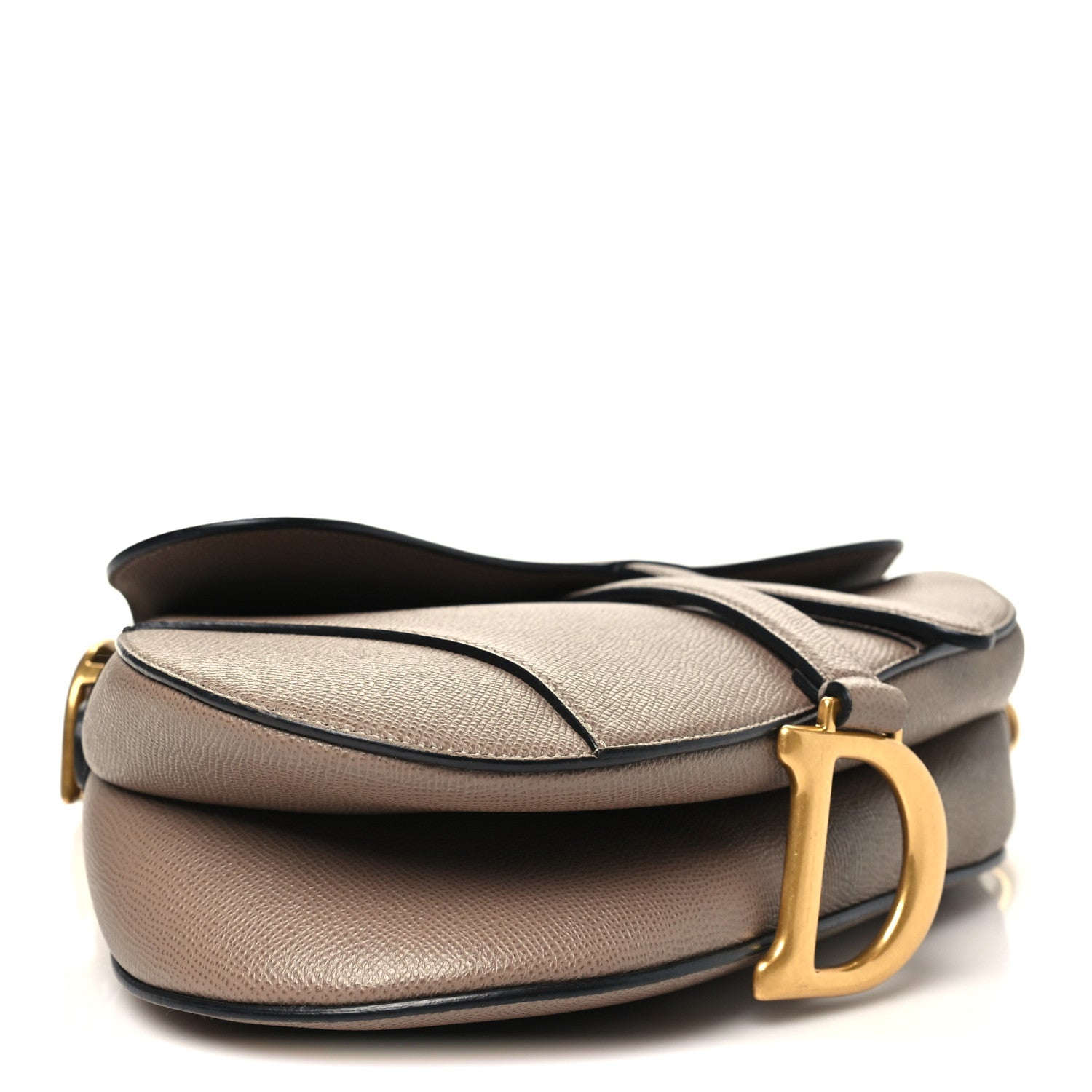 Grained Calfskin Saddle Bag With Strap Warm Taupe — view 4