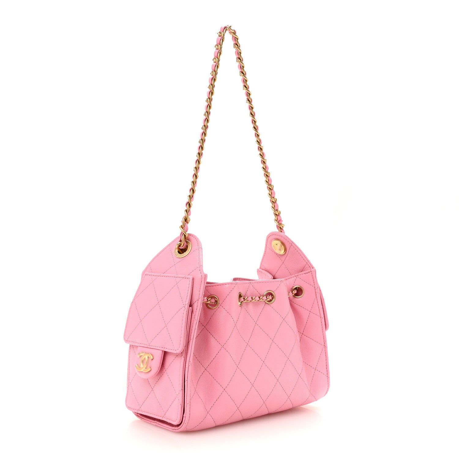 Caviar Quilted Mini Chanel 25 Handbag Pink — view 3