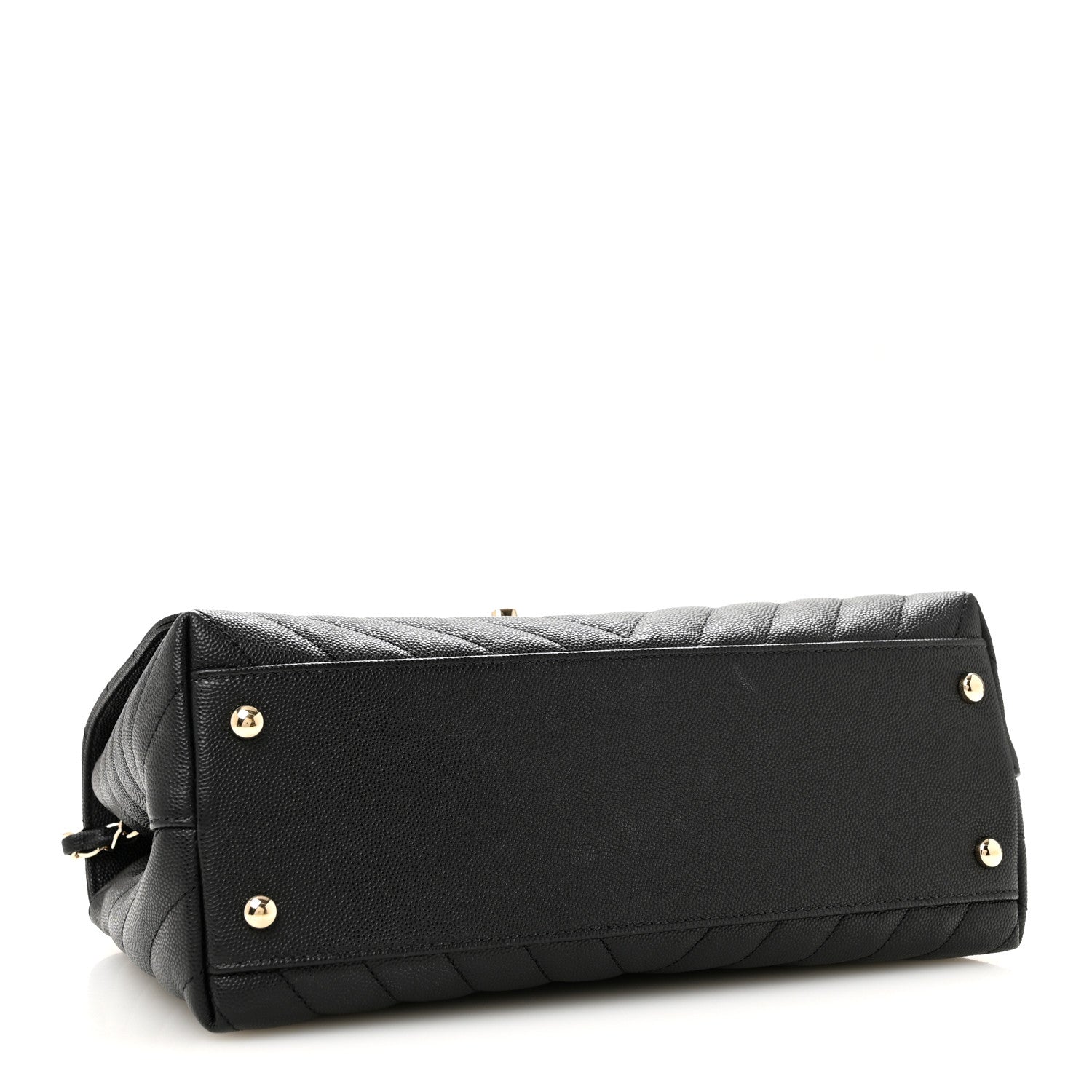 Caviar Lizard Embossed Quilted Chevron Small Coco Handle Flap Black — view 4