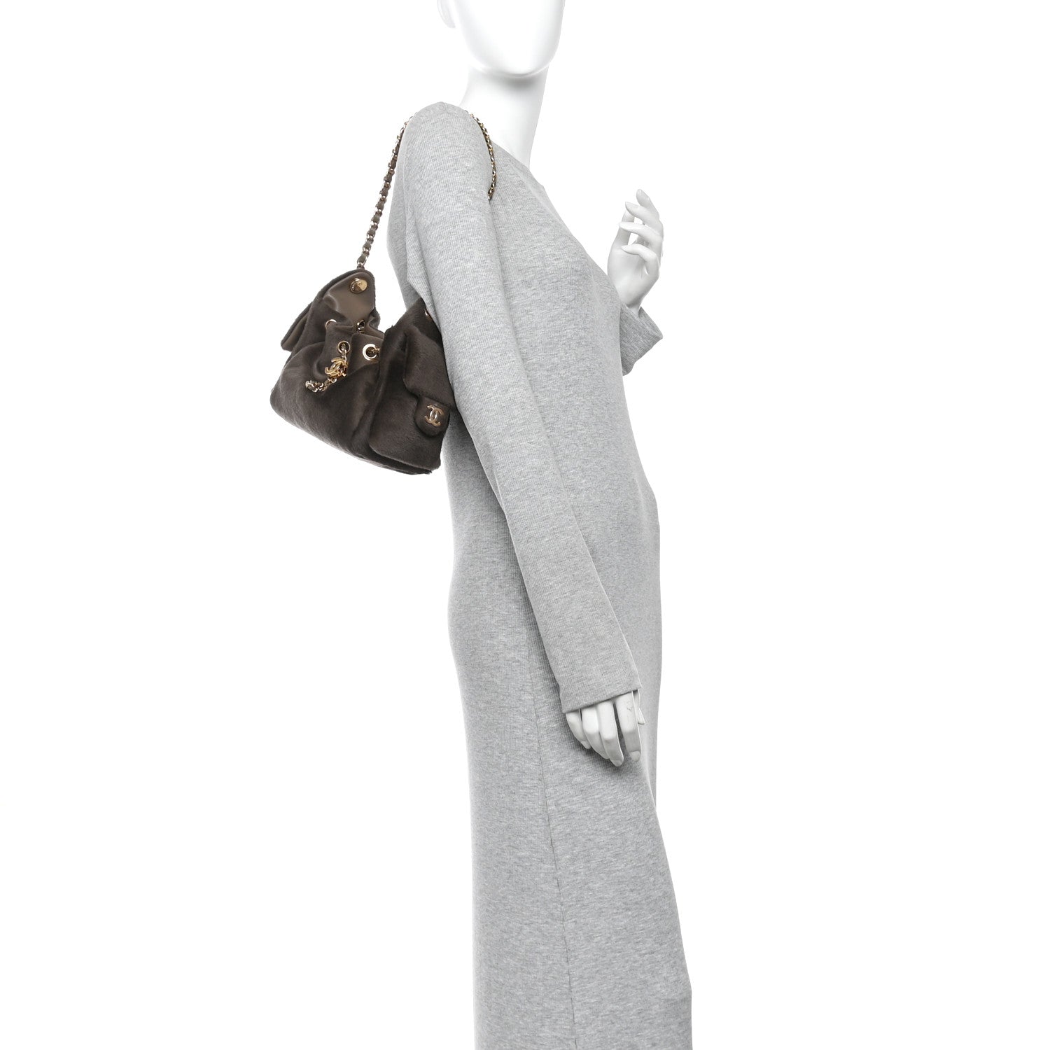 Pony Hair Mini Chanel 25 Handbag Dark Khaki — view 2