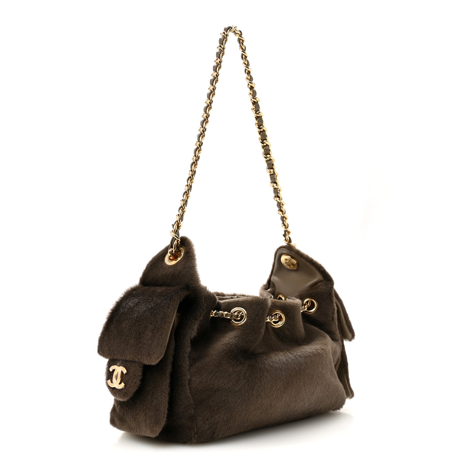 Pony Hair Mini Chanel 25 Handbag Dark Khaki — view 3