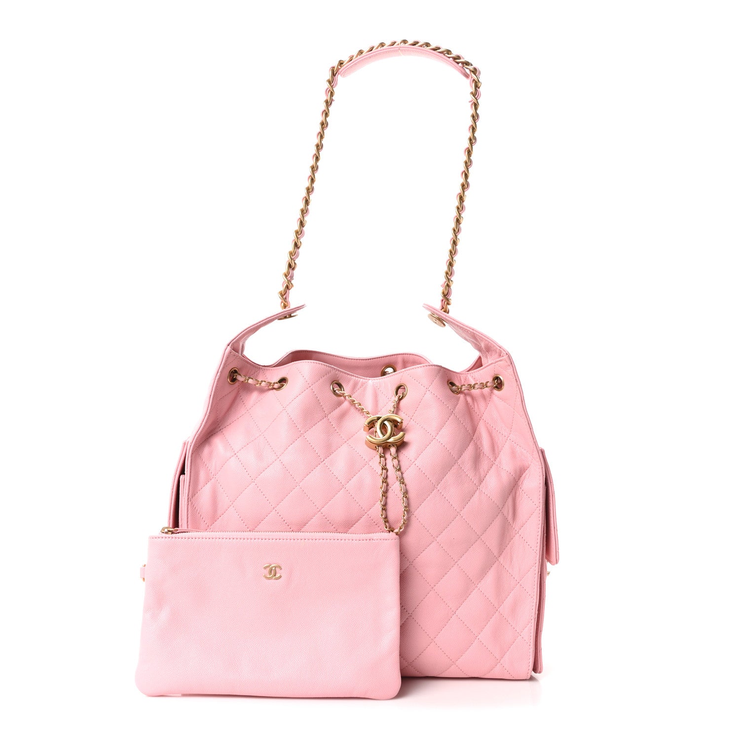 Caviar Quilted Medium Chanel 25 Handbag Light Pink — view 3
