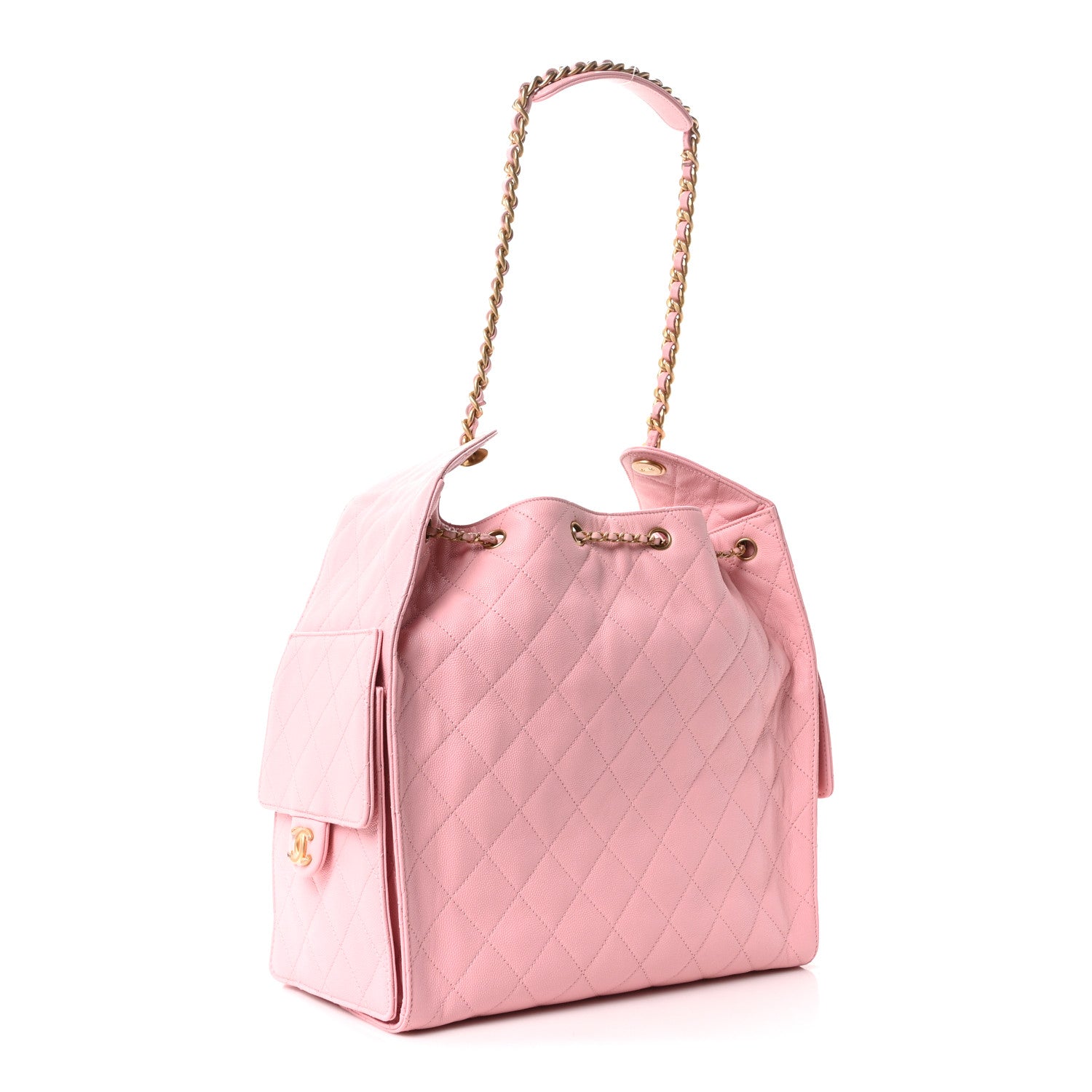 Caviar Quilted Medium Chanel 25 Handbag Light Pink — view 4