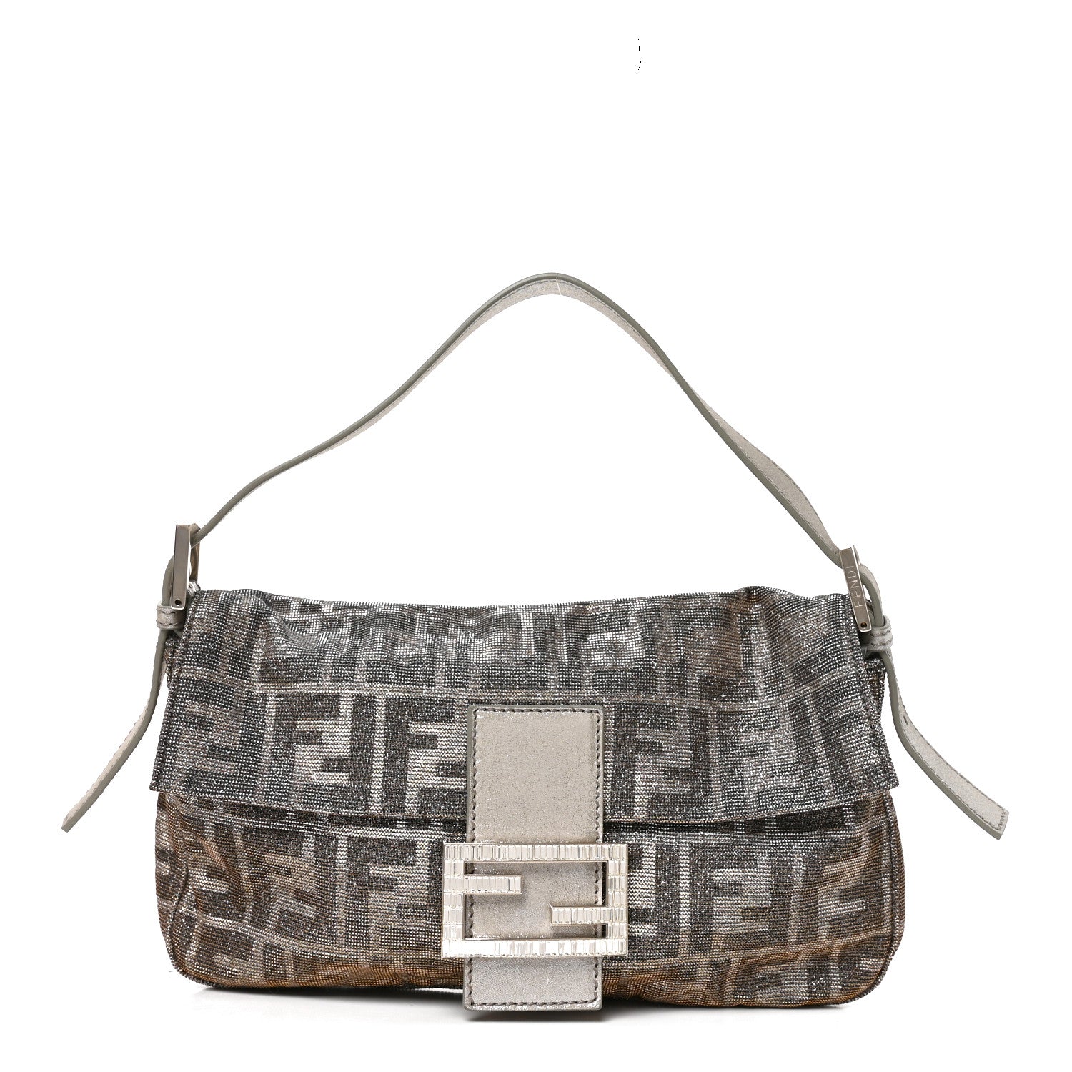 Metallic Lurex Zucca Vitello Baguette Argento