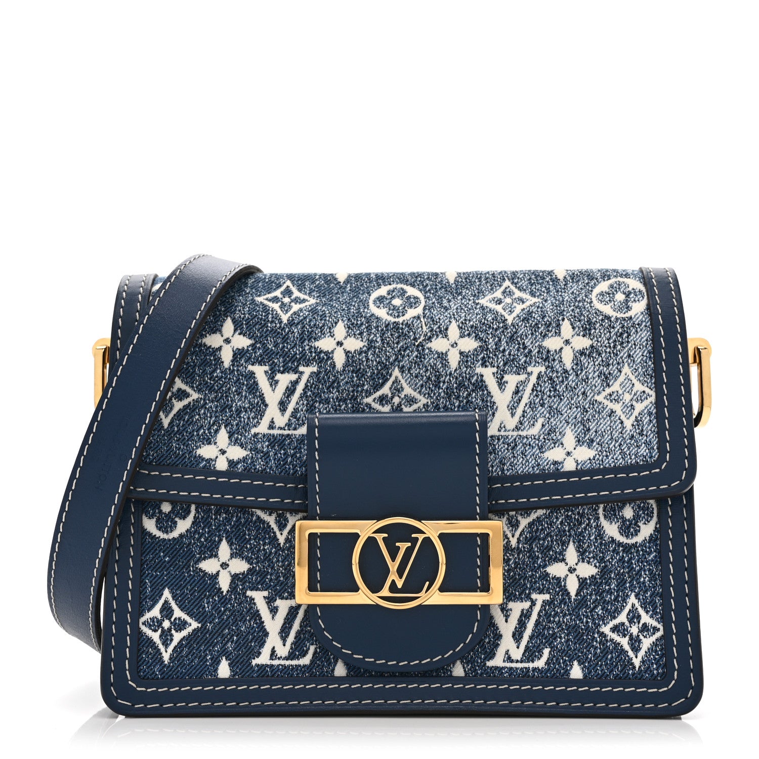 Denim Monogram Jacquard Dauphine Mini Bleu