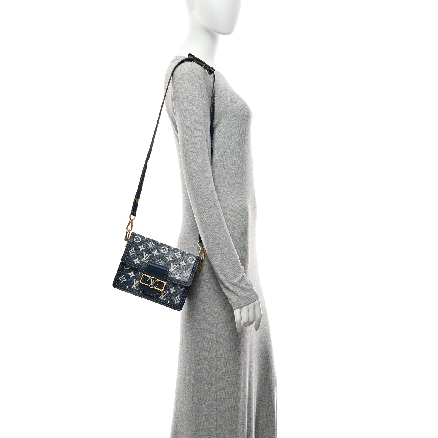 Denim Monogram Jacquard Dauphine Mini Bleu — view 2