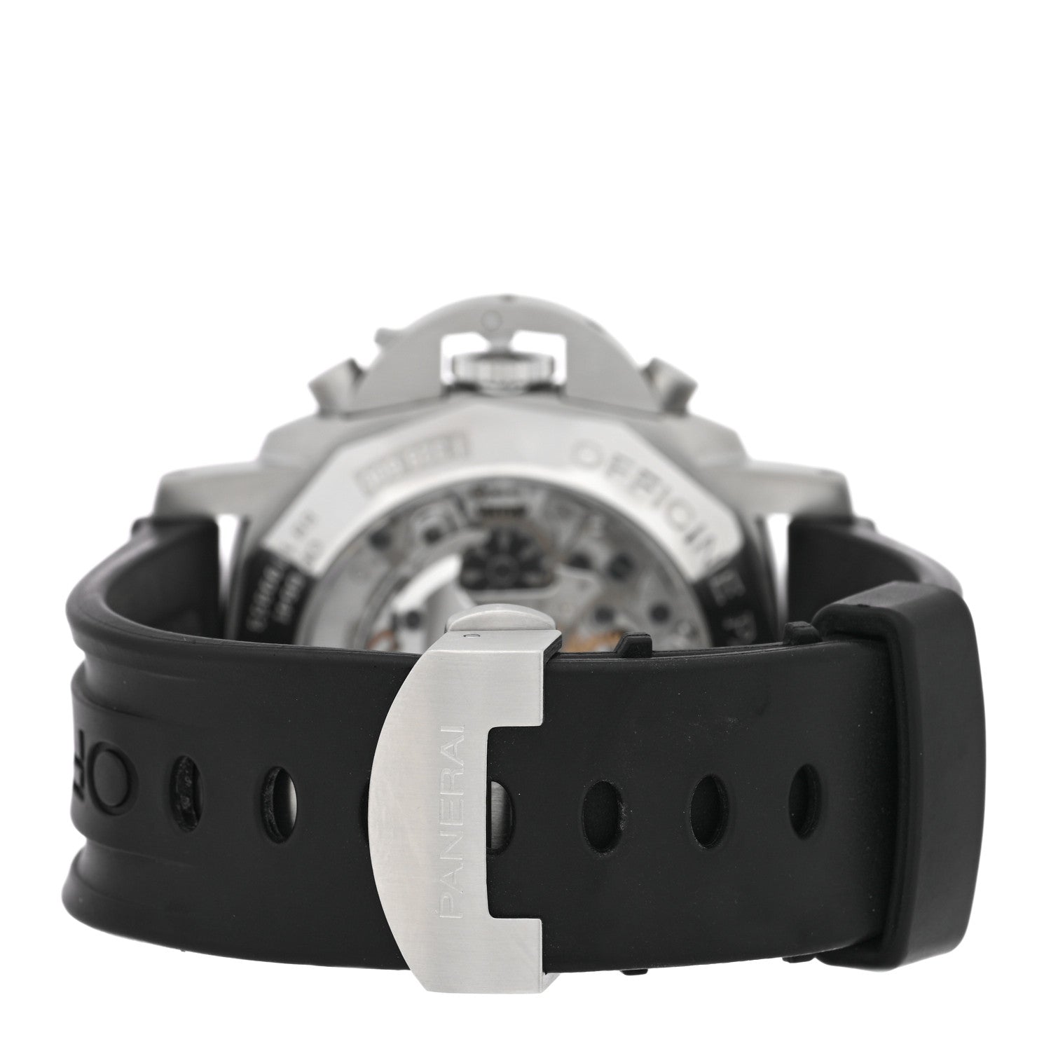 Stainless Steel Rubber 44mm Luminor Rattrapante 1950 Automatic Watch Black PAM00213 — view 3