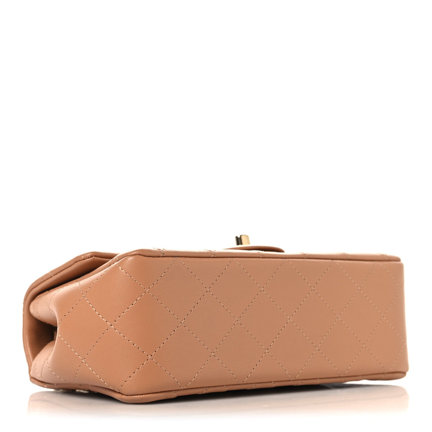 Lambskin Quilted Mini Rectangular Flap Brown — view 4