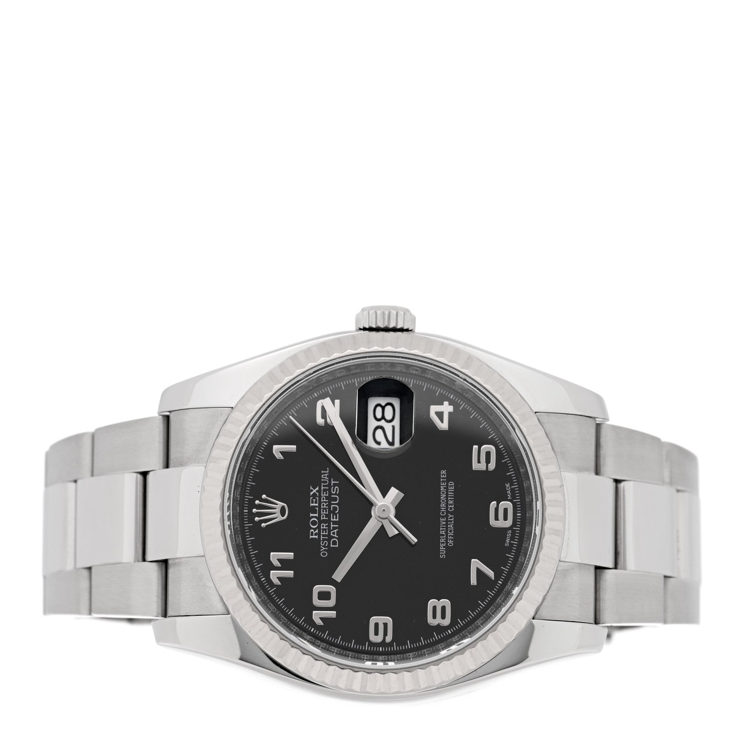 Stainless Steel 18K White Gold 36mm Oyster Perpetual Datejust Watch Black 116234 — view 2