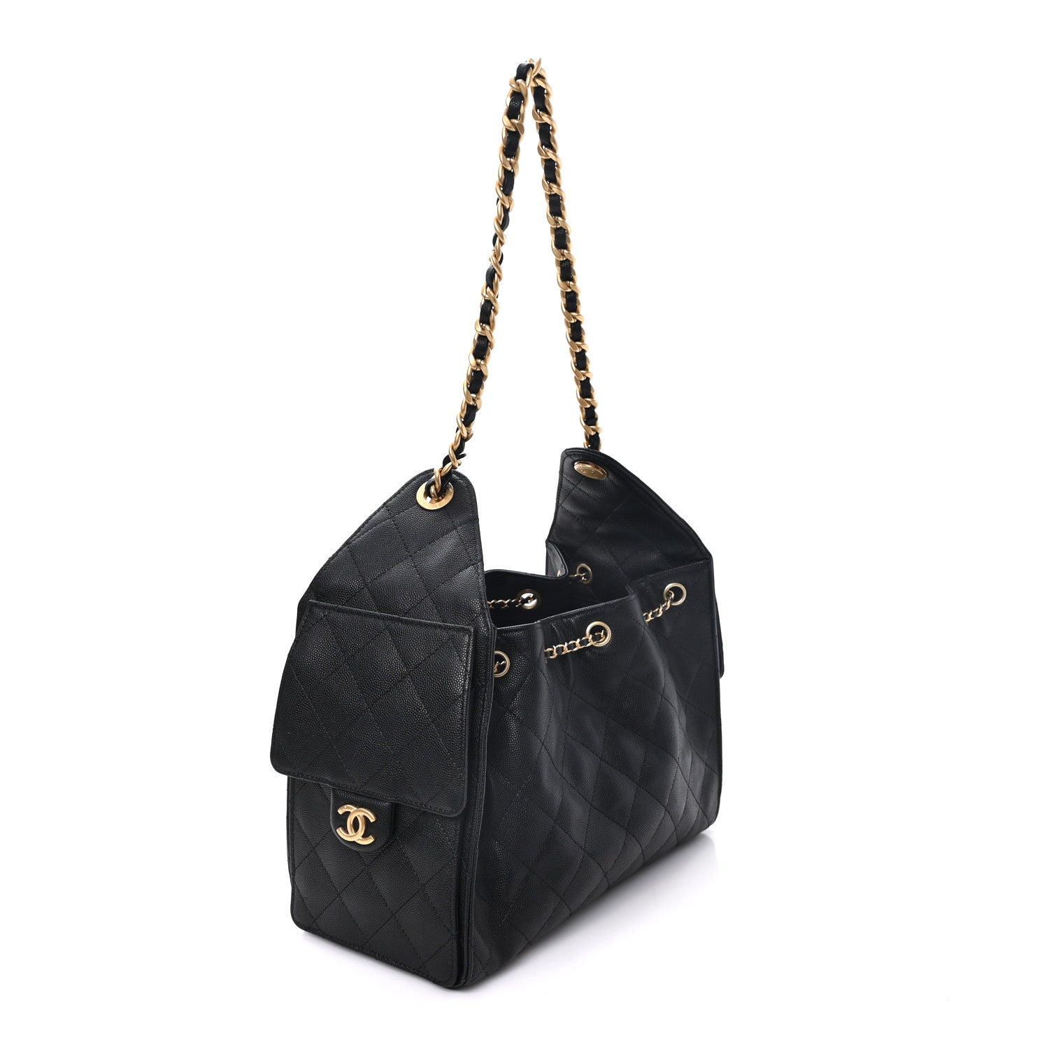 Caviar Quilted Small Chanel 25 Handbag Black — view 3
