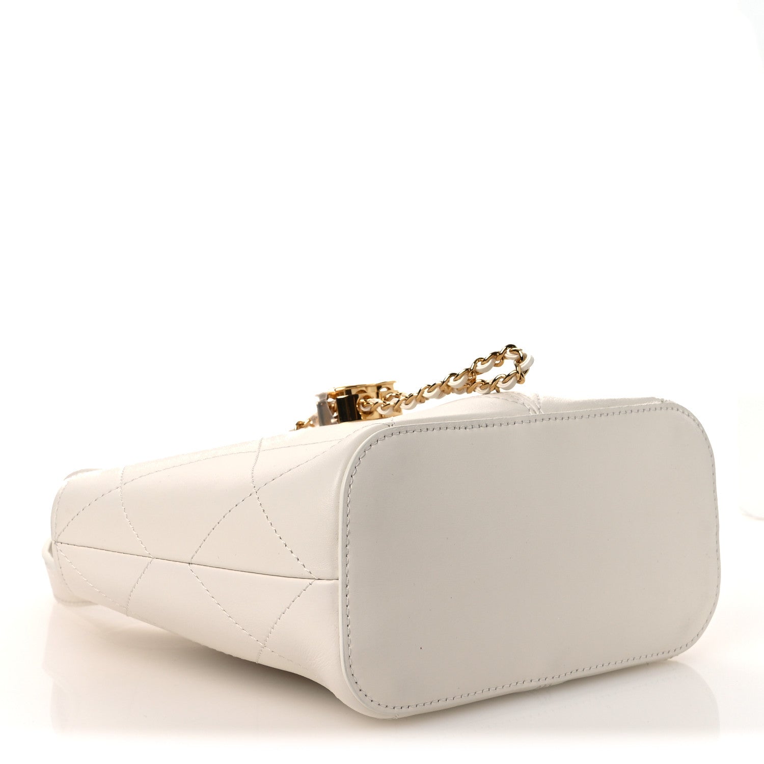 Calfskin Quilted Small Shopping Bag White — view 4