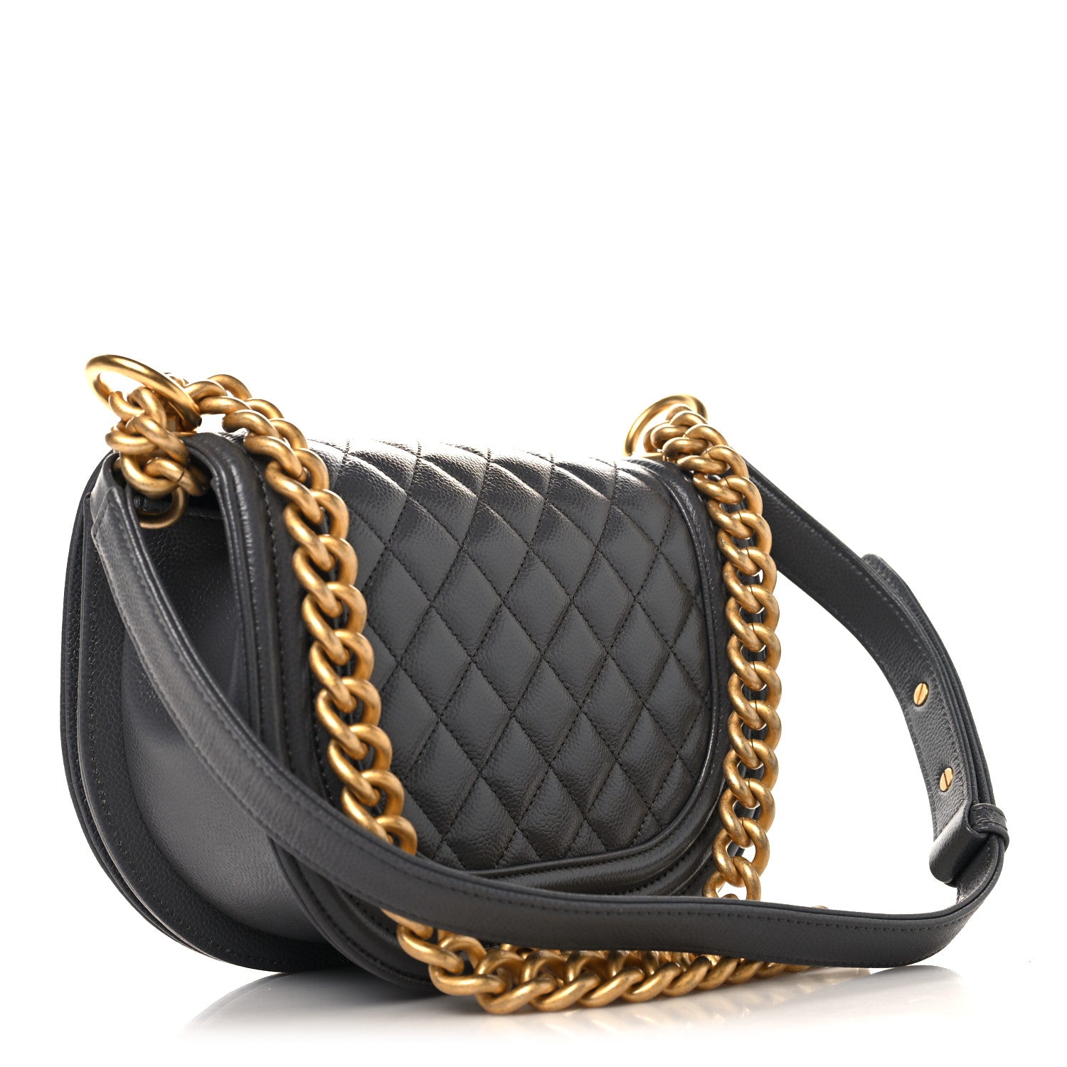 Caviar Quilted Small Boy Messenger Bag Dark Grey — view 3