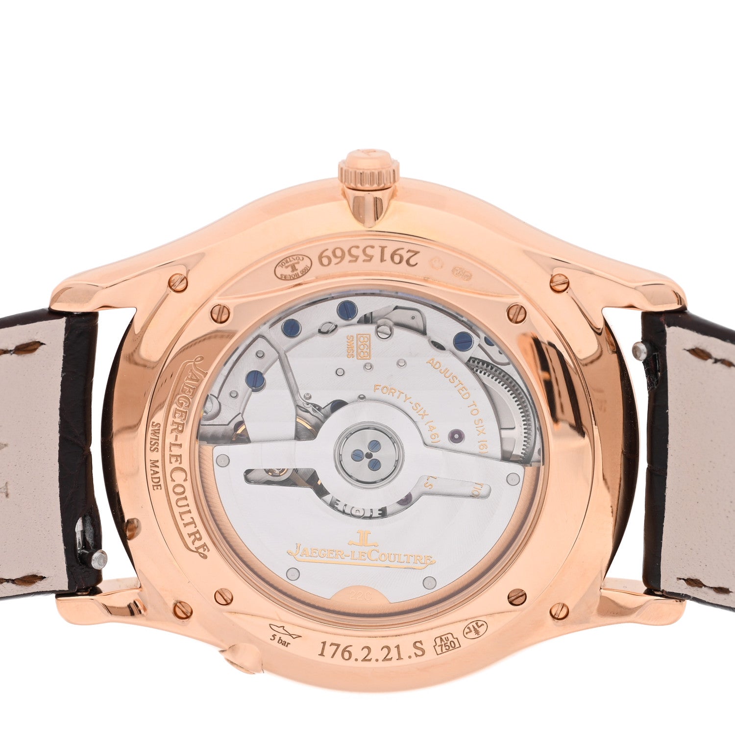 18K Pink Gold Alligator 39mm Master Ultra Thin Perpetual Calendar Automatic Watch Beige Q1303520 — view 4
