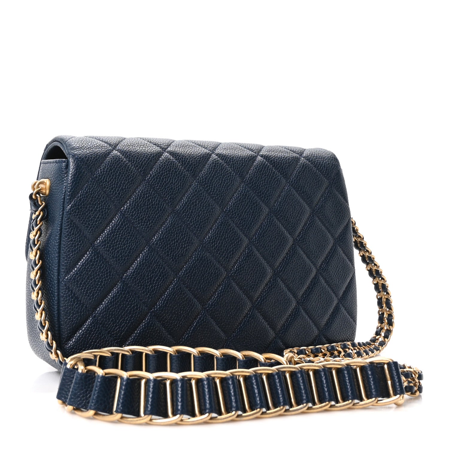 Caviar Quilted Chain Soul Flap Navy Blue — view 3