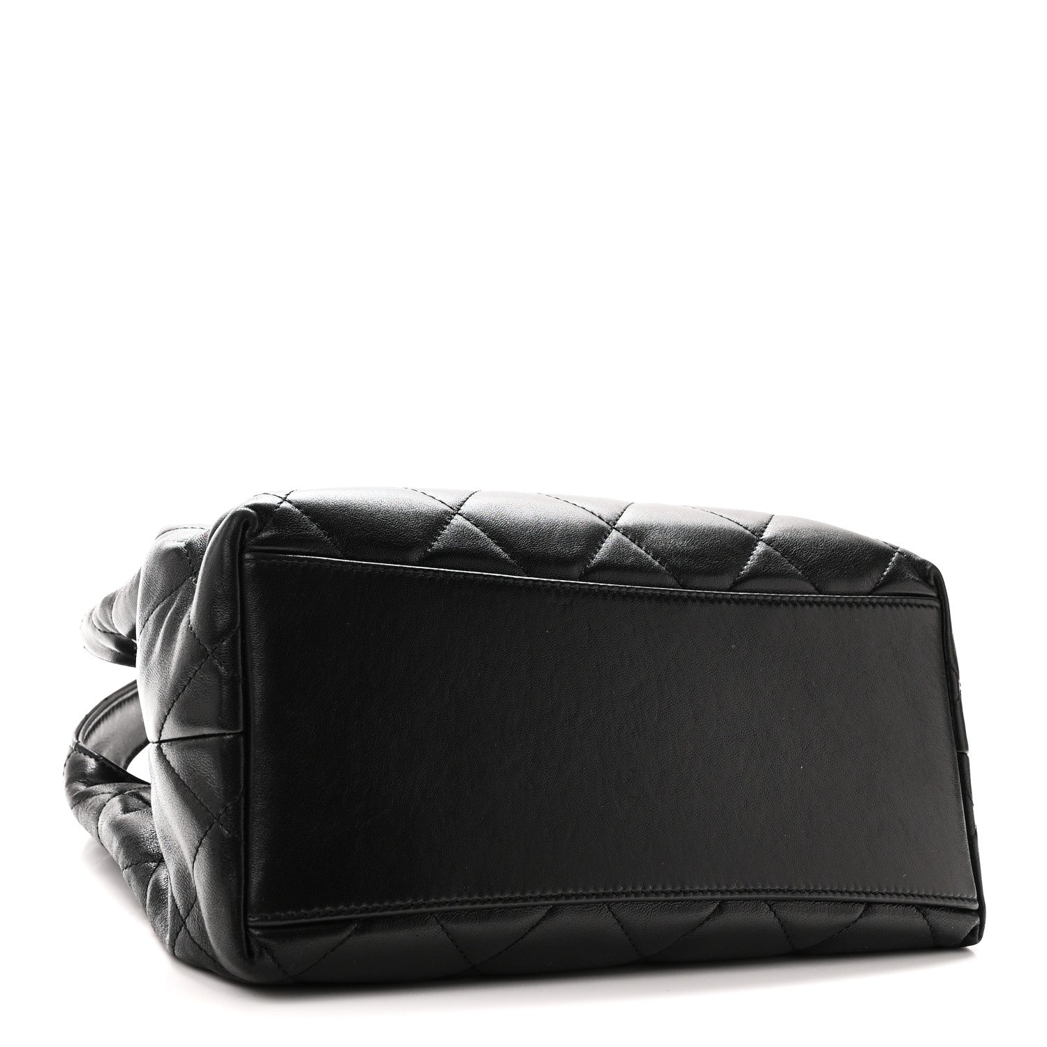 Shiny Lambskin Quilted CC Belt Shopping Bag Black — view 4