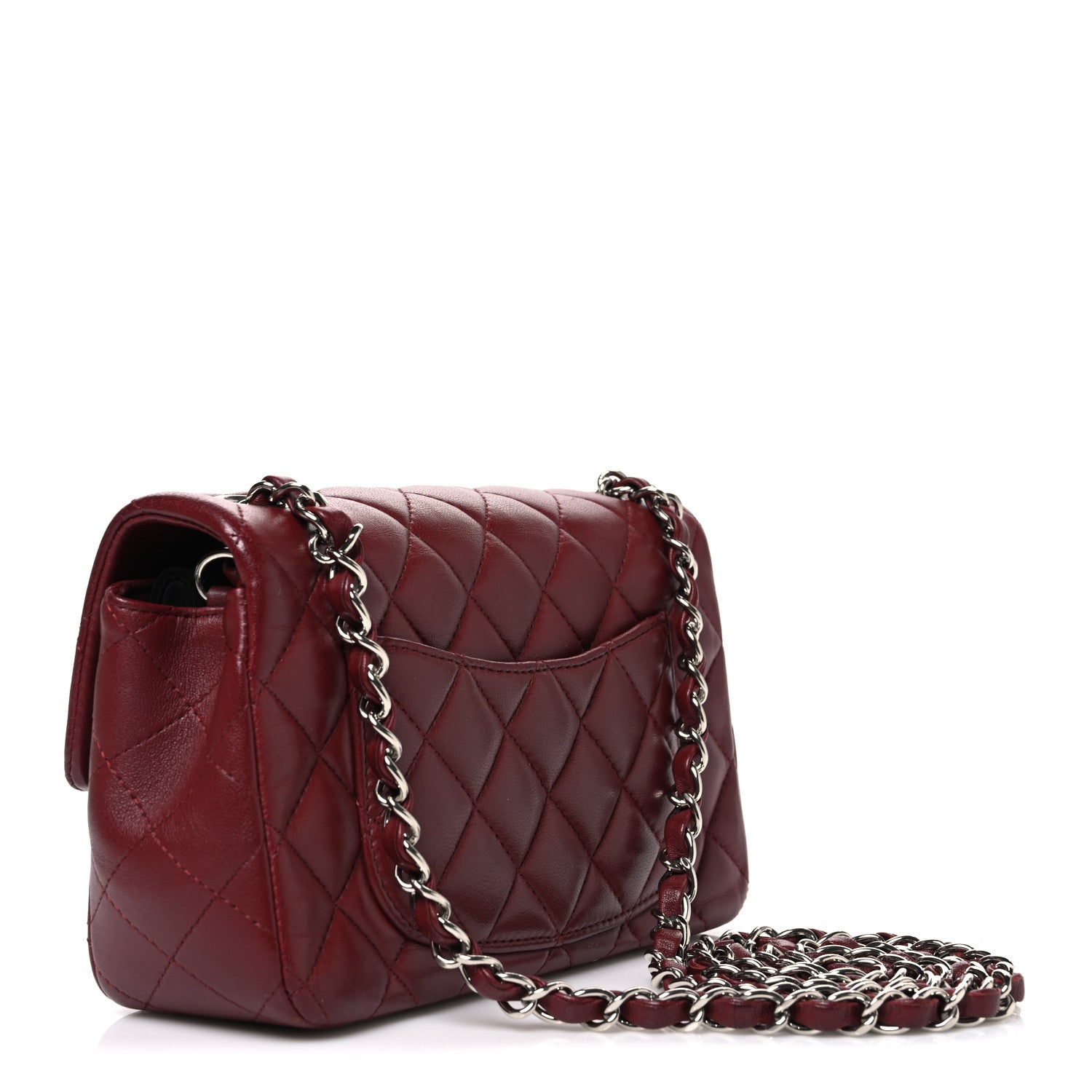 Lambskin Quilted Mini Rectangular Flap Burgundy — view 3