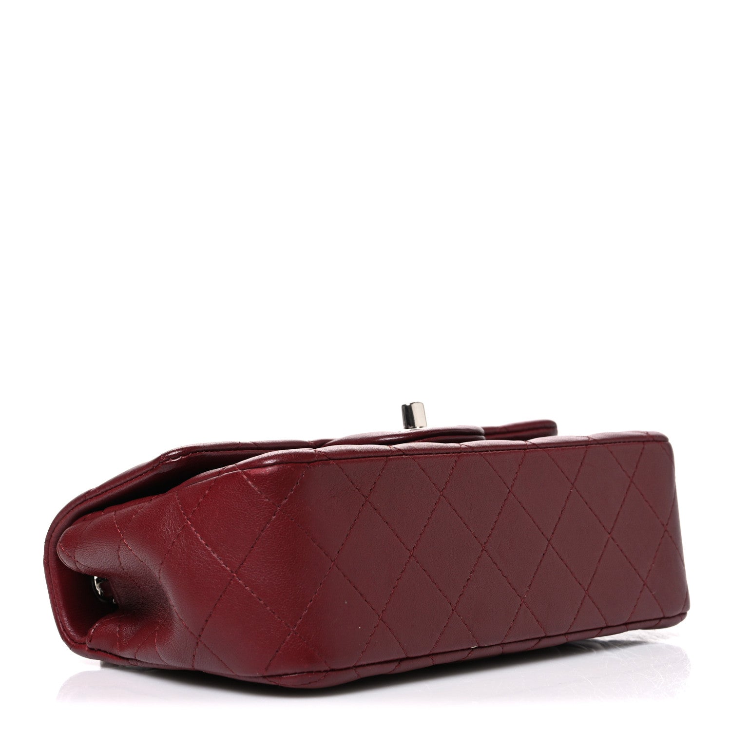 Lambskin Quilted Mini Rectangular Flap Burgundy — view 4