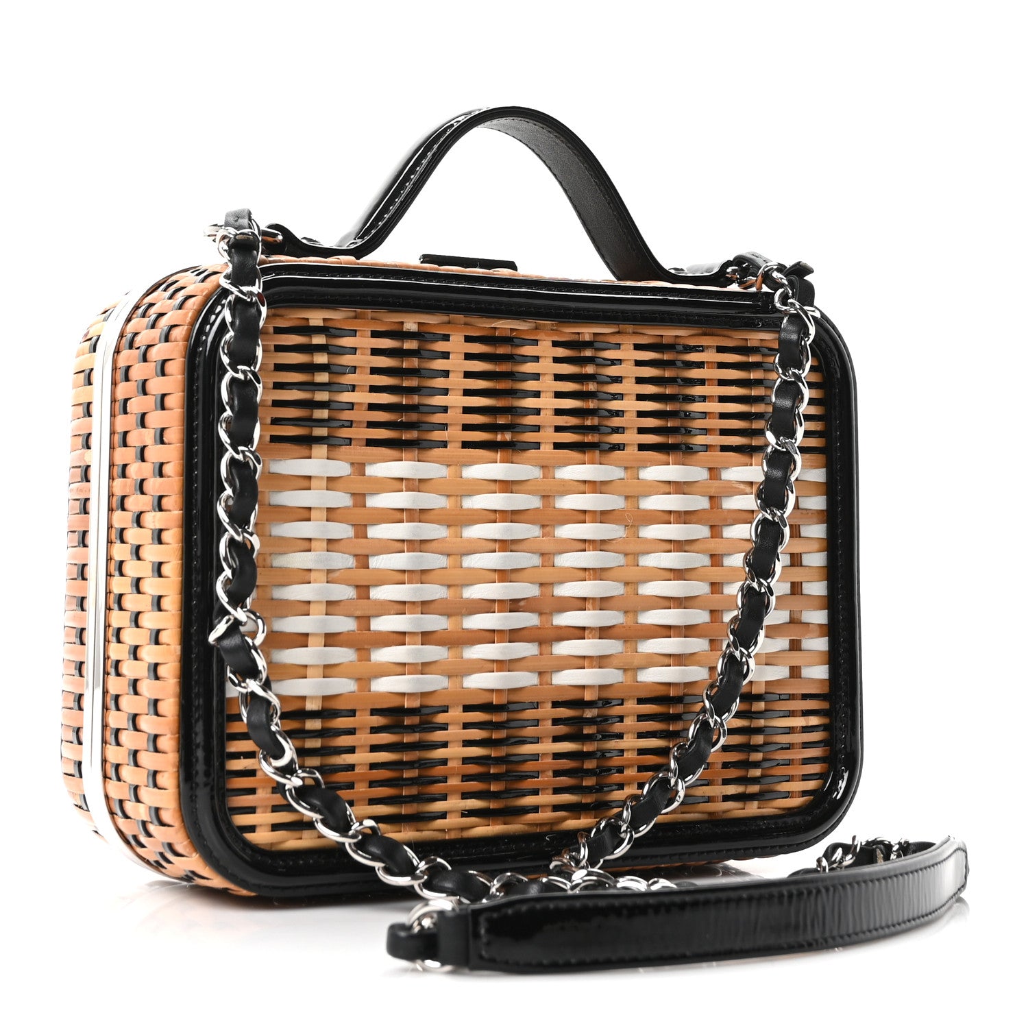 Raffia Patent Medium CC Filigree Vanity Case Black — view 3