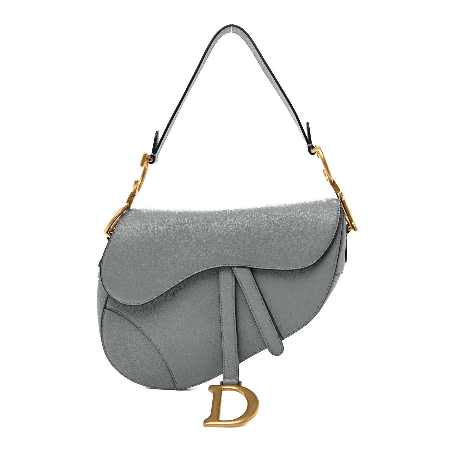 Shiny Goatskin Saddle Bag Cloud Blue