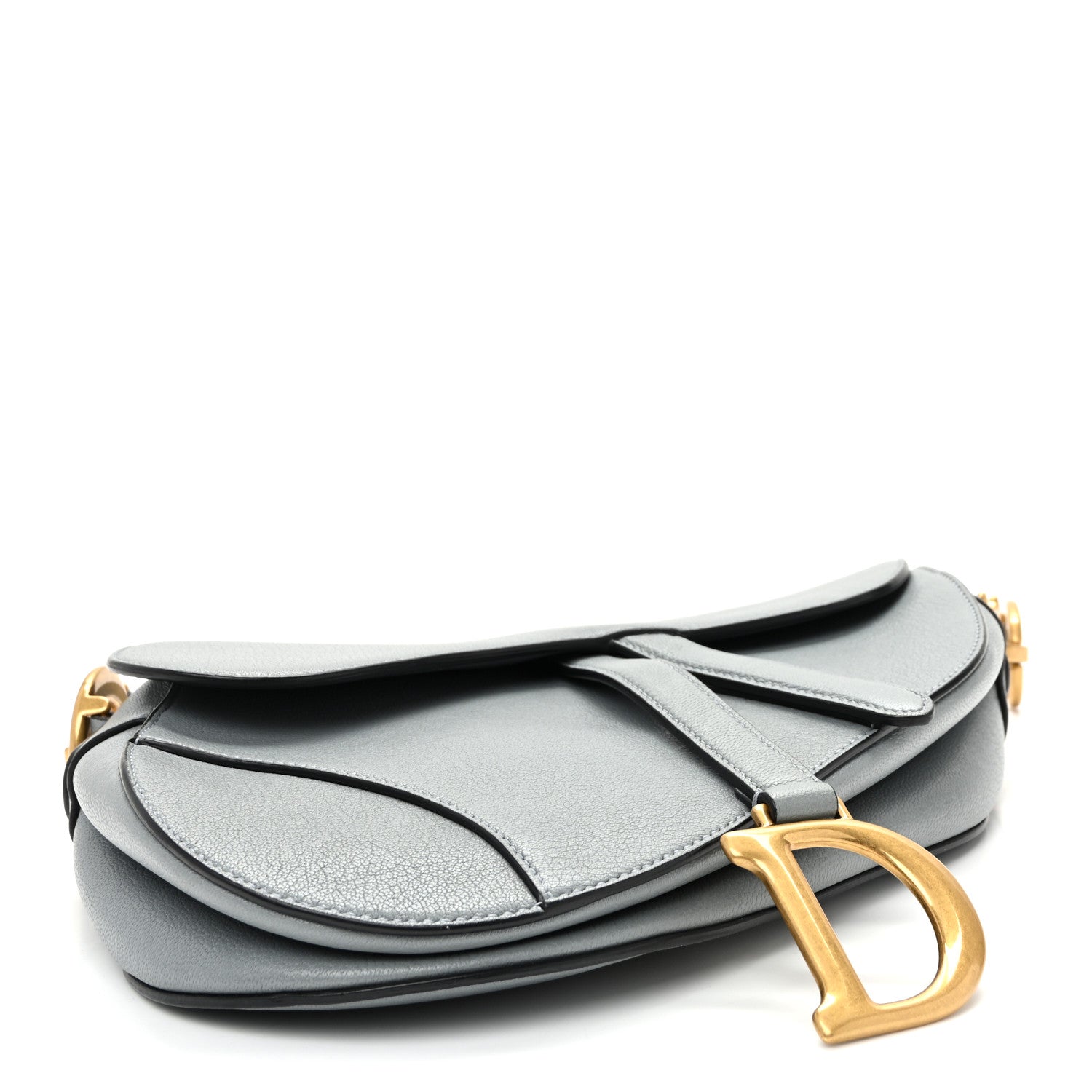 Shiny Goatskin Saddle Bag Cloud Blue — view 4