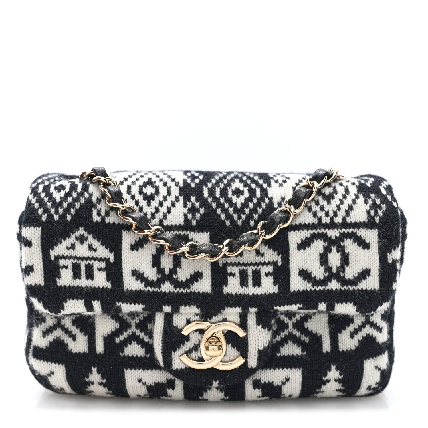 Cashmere Knit Coco Neige Flap Black White