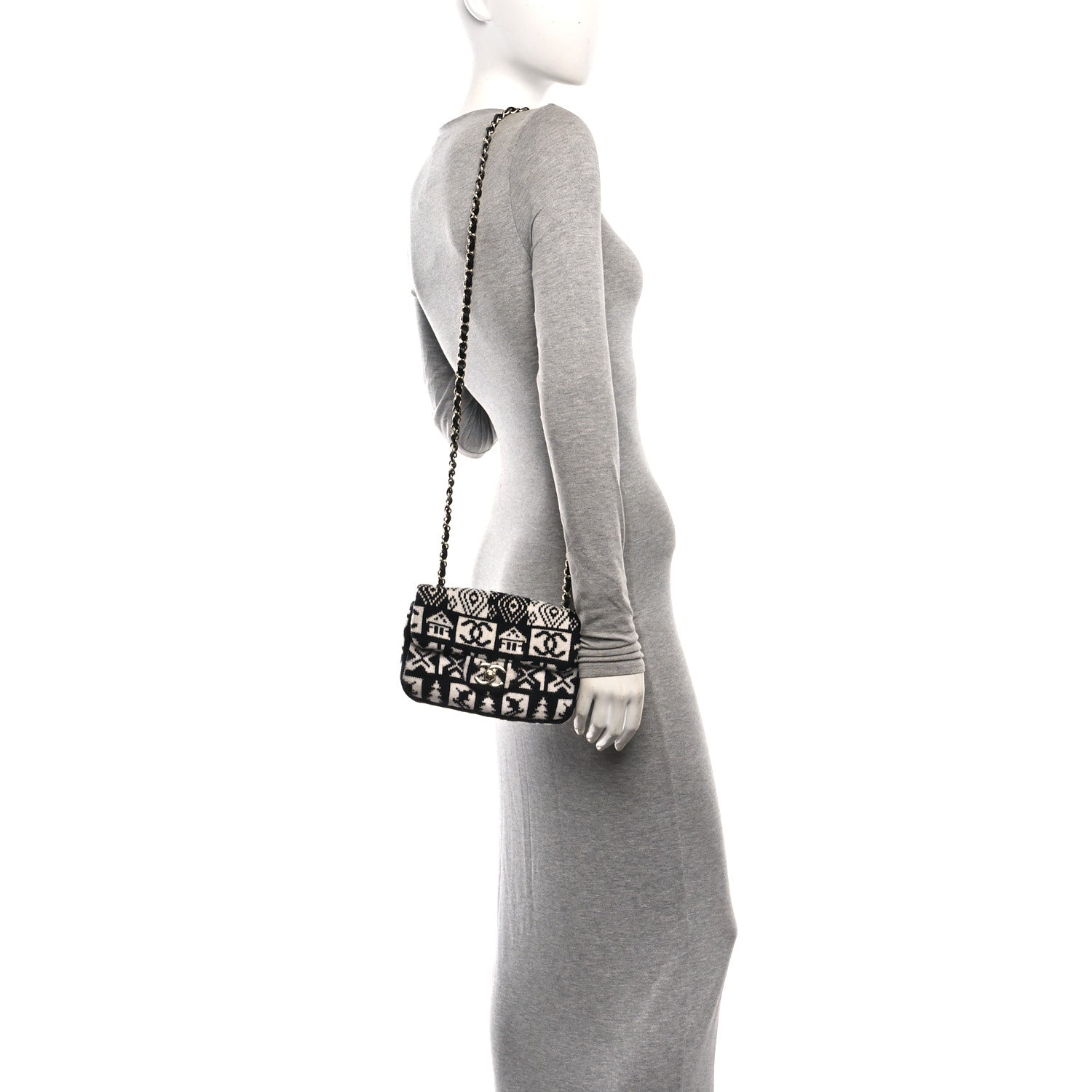 Cashmere Knit Coco Neige Flap Black White — view 2