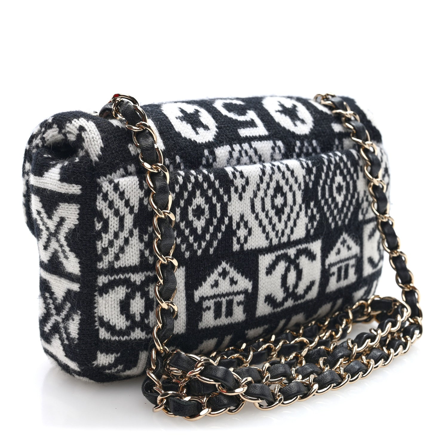 Cashmere Knit Coco Neige Flap Black White — view 3