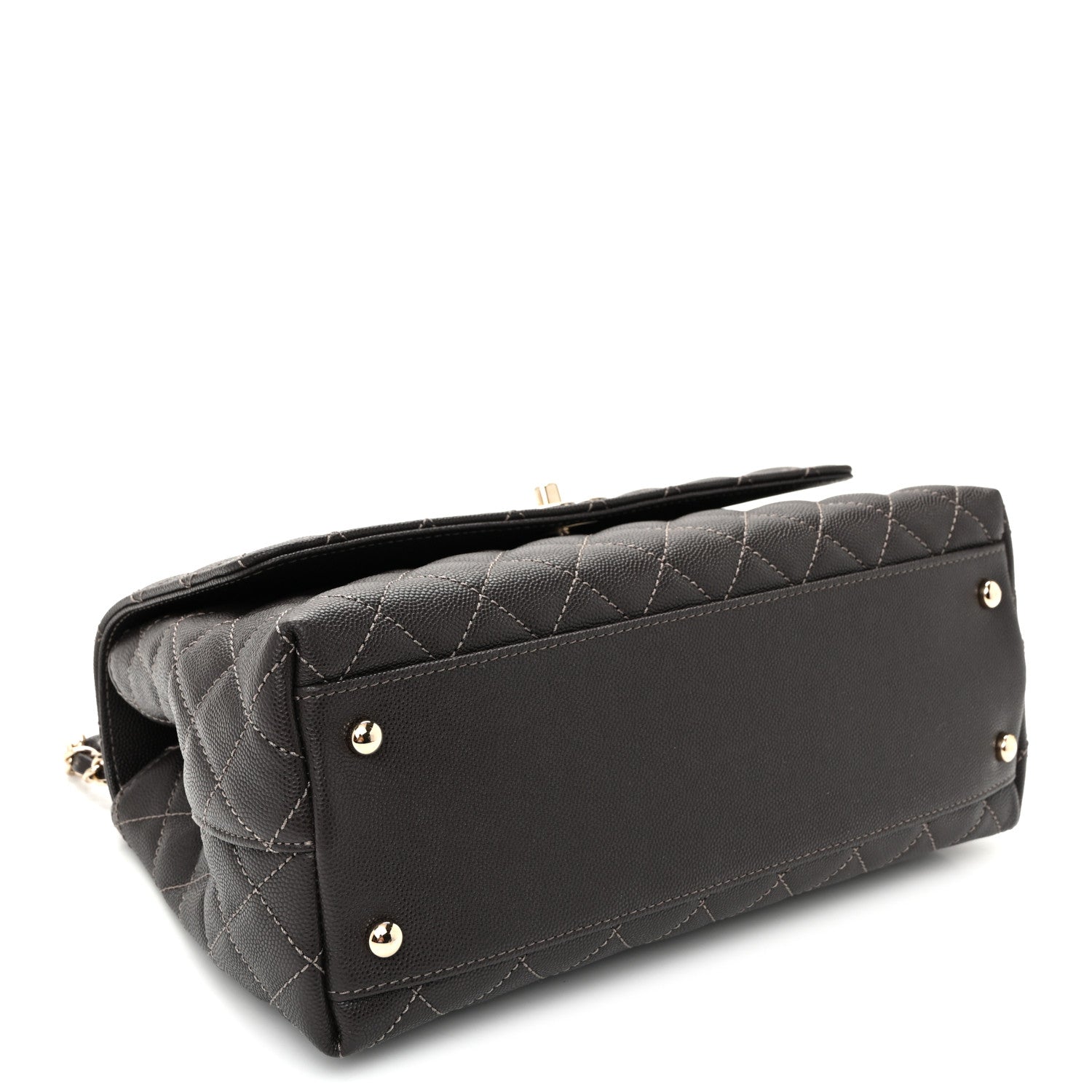 Caviar Quilted Small Coco Handle Flap Dark Brown Dark Brown — view 4
