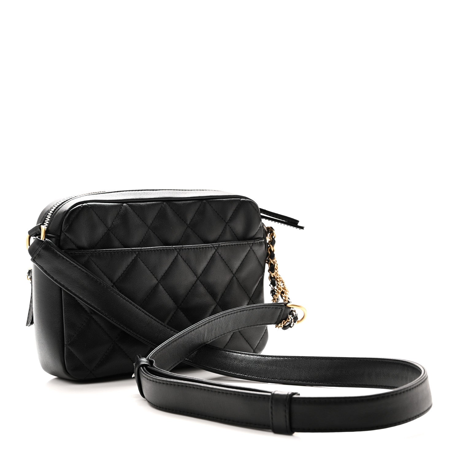 Calfskin Quilted Large Camera Case Black Black — view 3