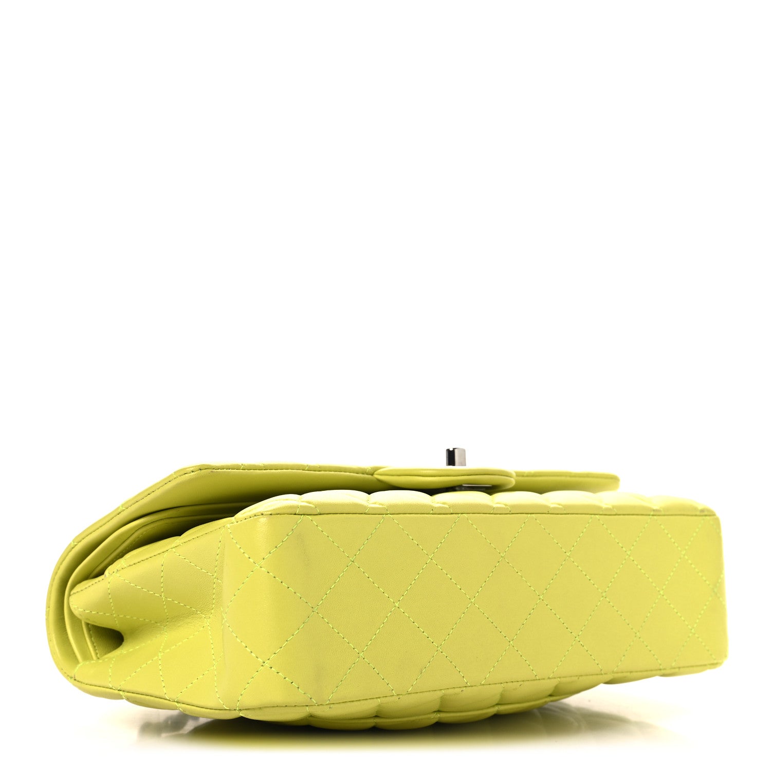 Lambskin Quilted Medium Double Flap Yellow — view 4
