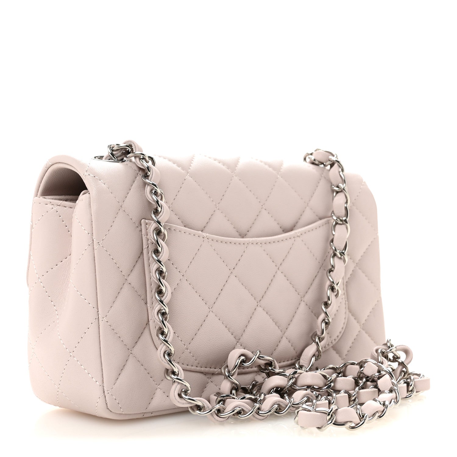 Lambskin Quilted Mini Rectangular Flap Light Purple — view 3