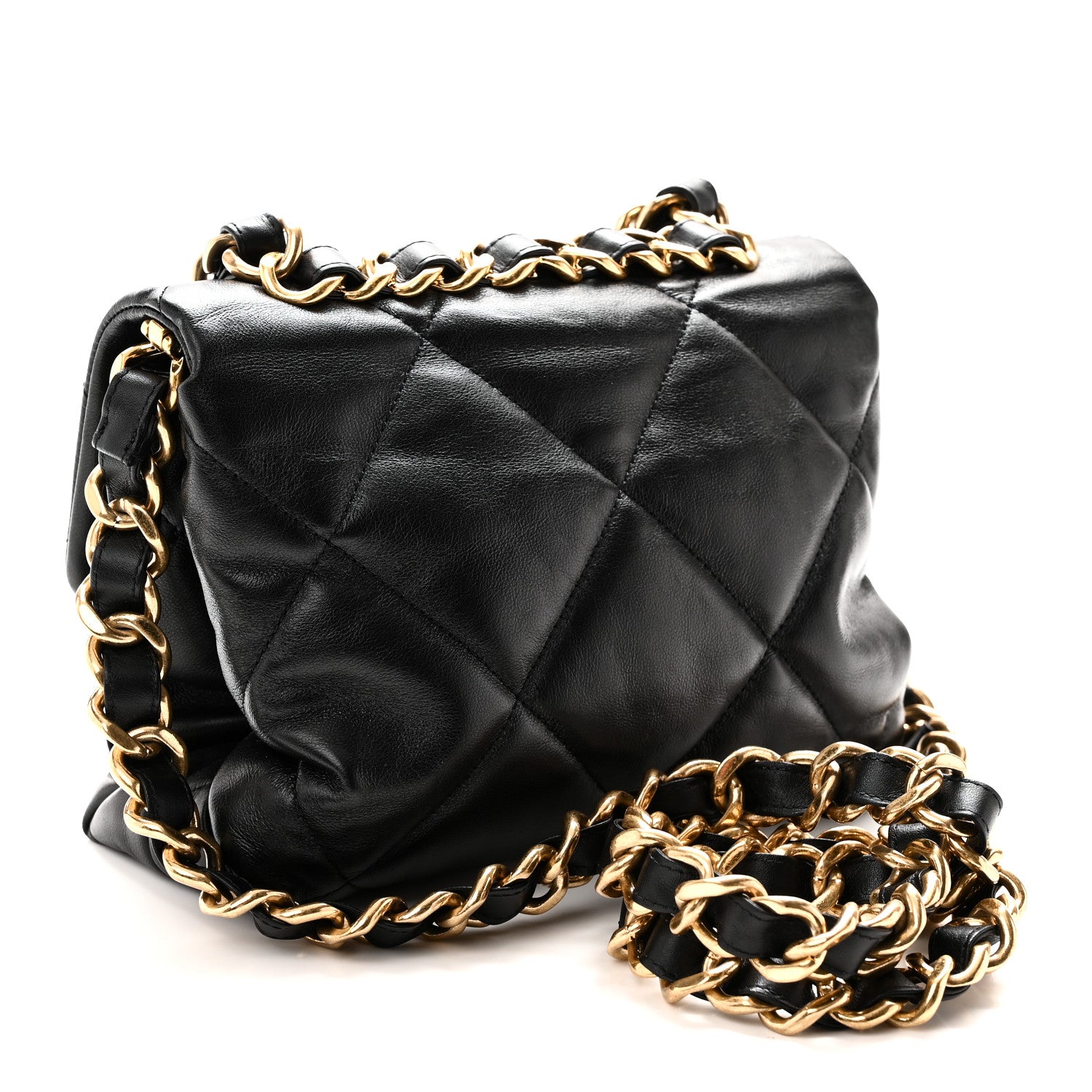 Lambskin Quilted Small Chain Top Handle Flap Black — view 3