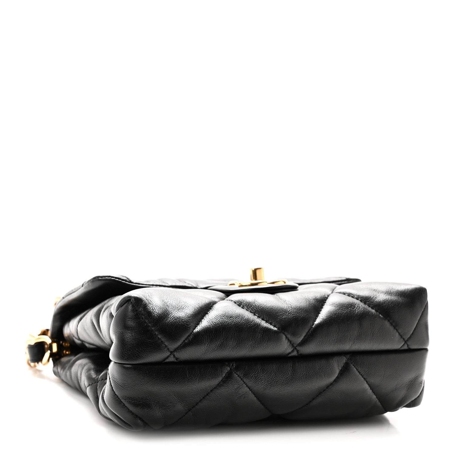 Lambskin Quilted Small Chain Top Handle Flap Black — view 4