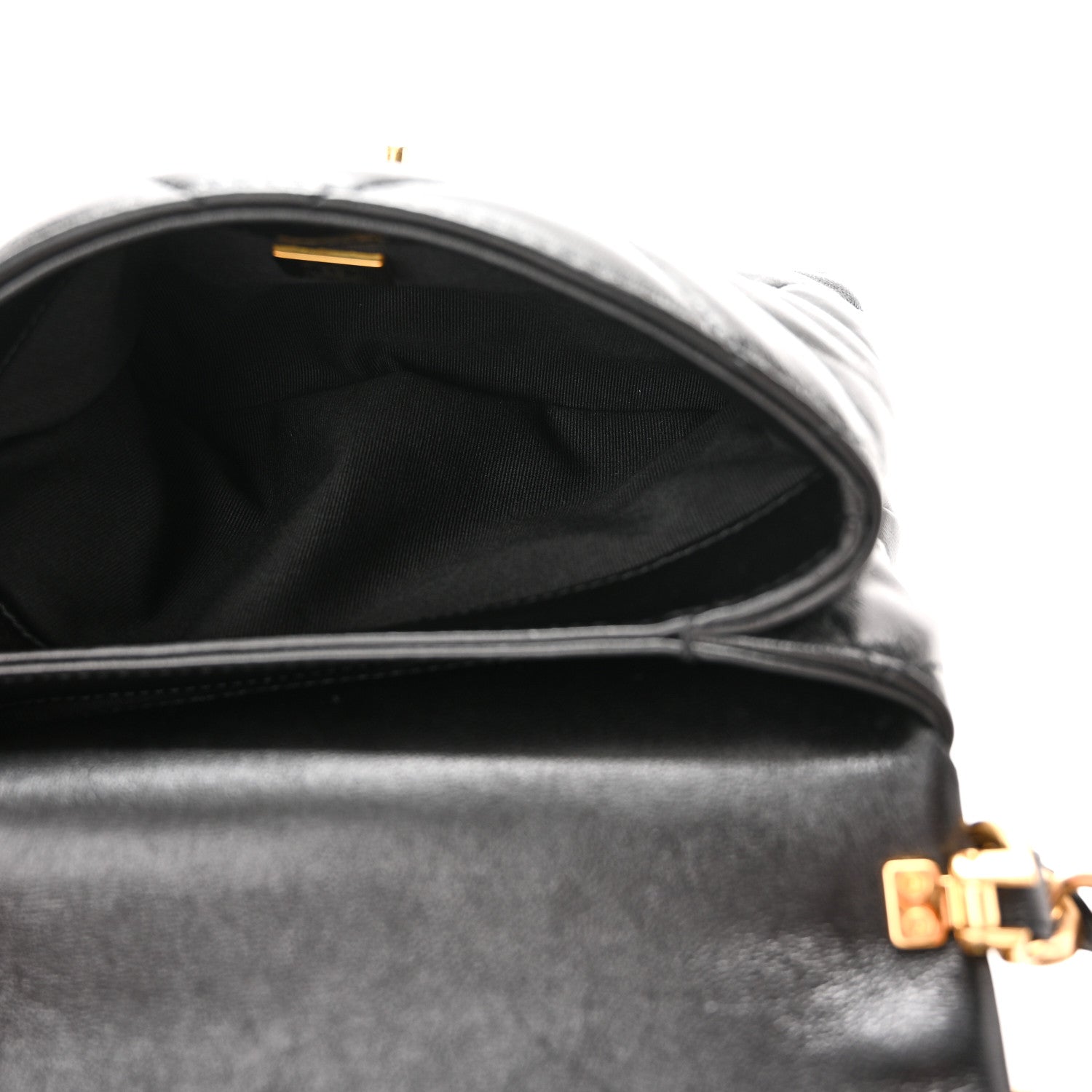 Lambskin Quilted Small Chain Top Handle Flap Black — view 5