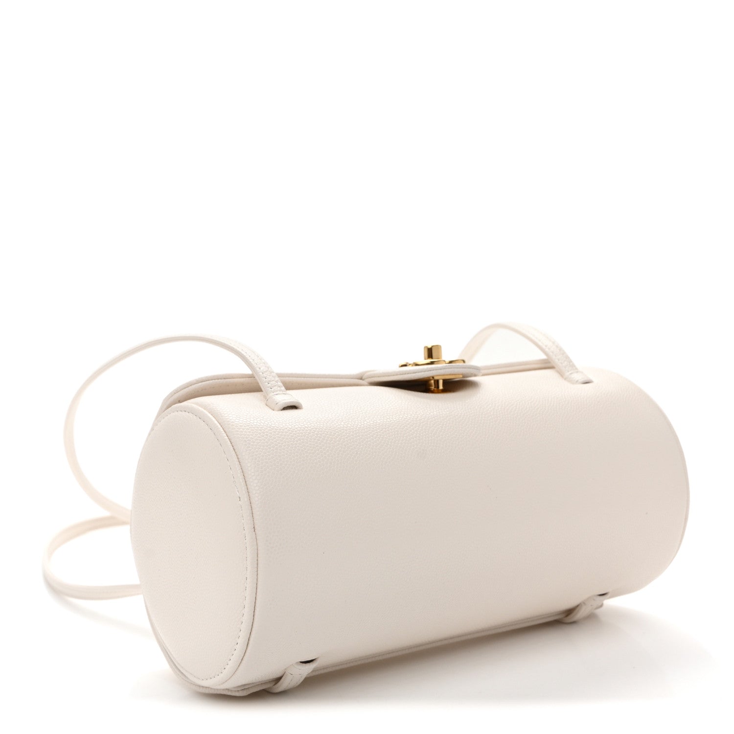 Shiny Caviar Preppy Coco Small Bowling Bag White — view 4