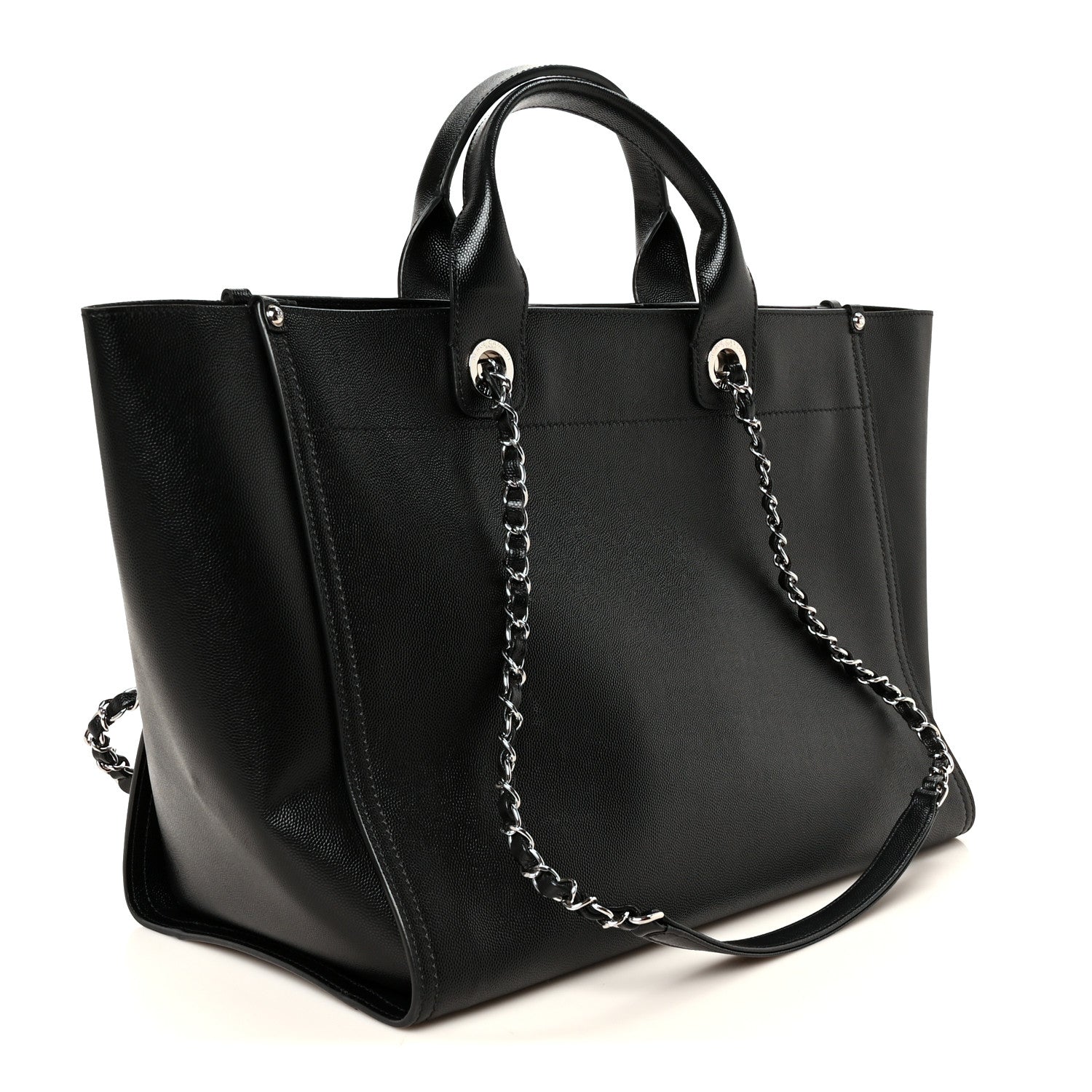 Caviar Medium Studded Deauville Tote Black — view 3