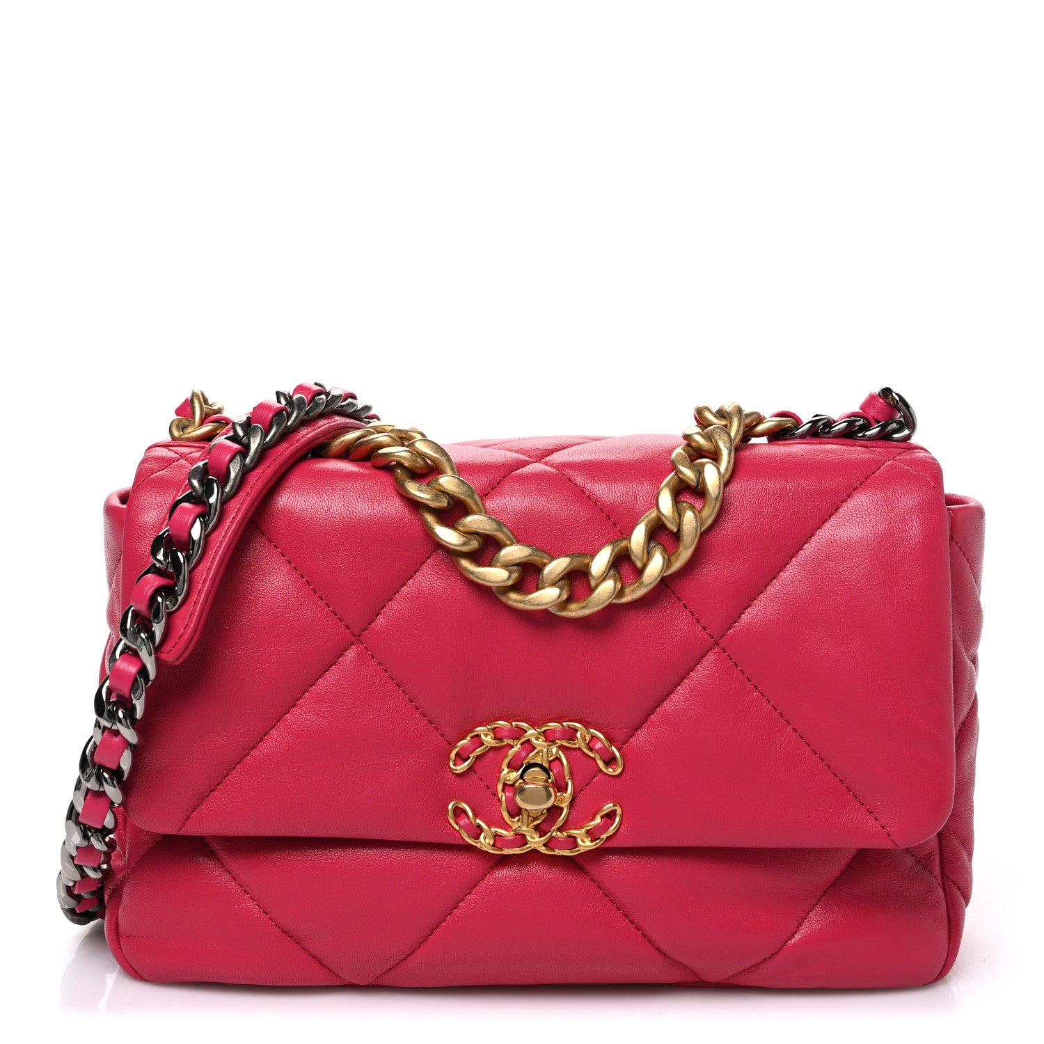 Lambskin Quilted Medium Chanel 19 Flap Dark Pink