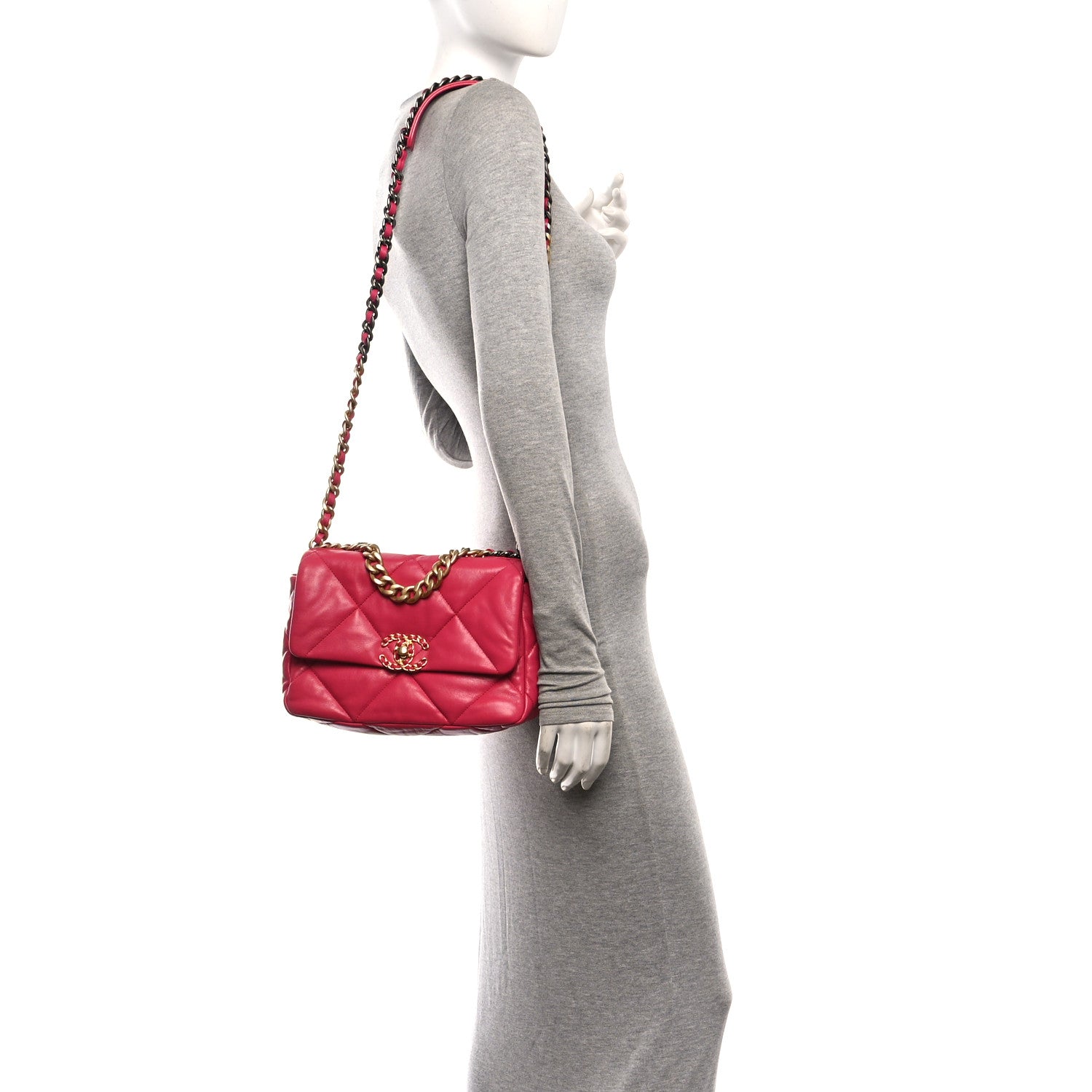 Lambskin Quilted Medium Chanel 19 Flap Dark Pink — view 2