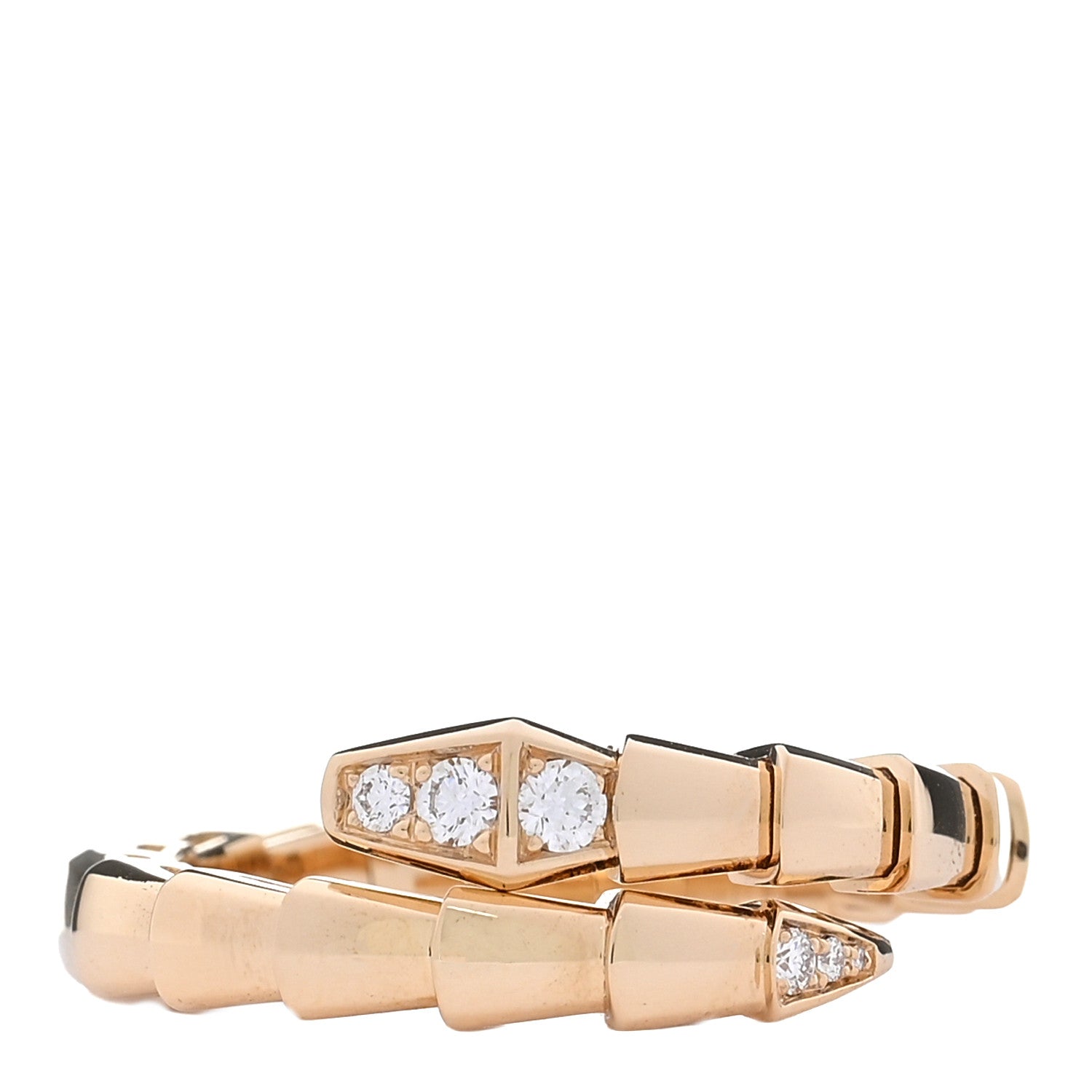 18K Yellow Gold Diamond Serpenti Viper Single Spiral Ring 60 9