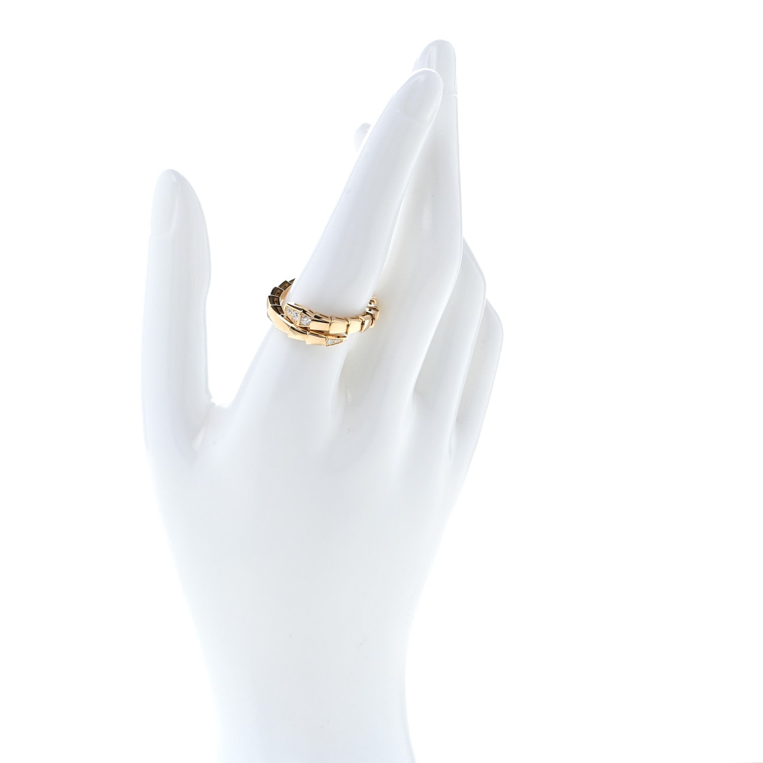 18K Yellow Gold Diamond Serpenti Viper Single Spiral Ring 60 9 — view 2