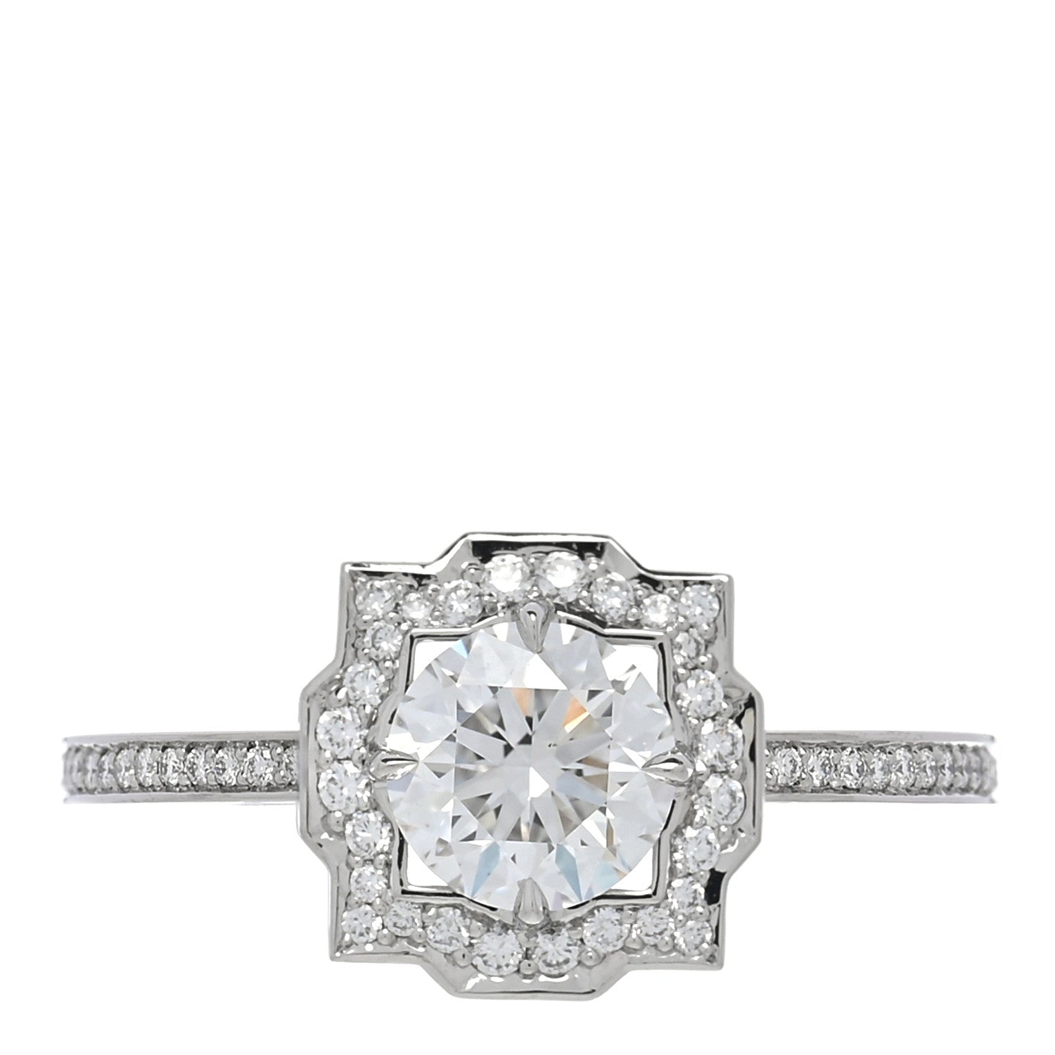 Platinum Diamond .71ct Belle Round Brilliant Micropave Ring 49 5