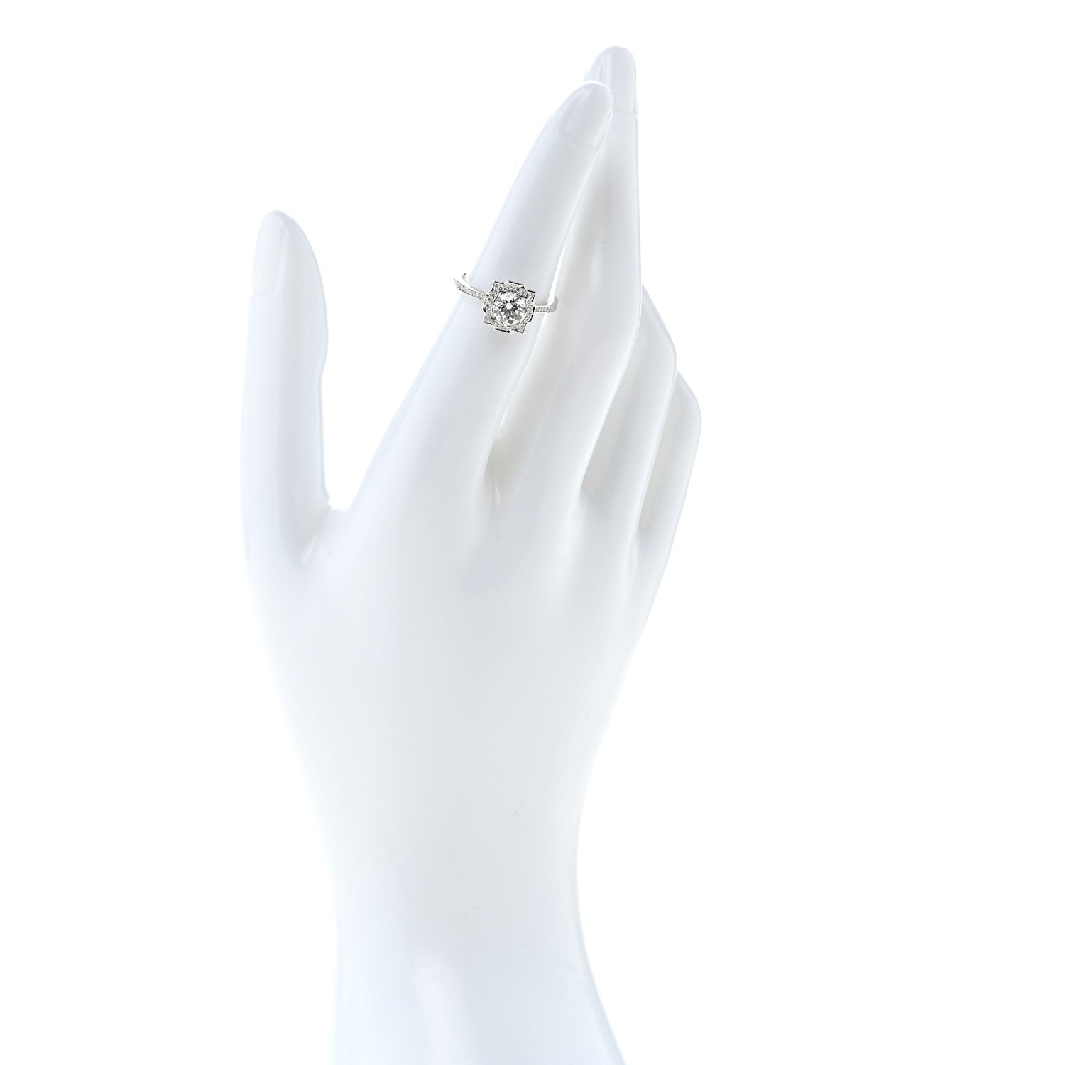 Platinum Diamond .71ct Belle Round Brilliant Micropave Ring 49 5 — view 2