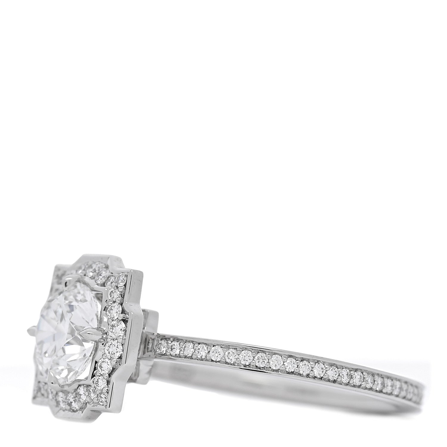 Platinum Diamond .71ct Belle Round Brilliant Micropave Ring 49 5 — view 4