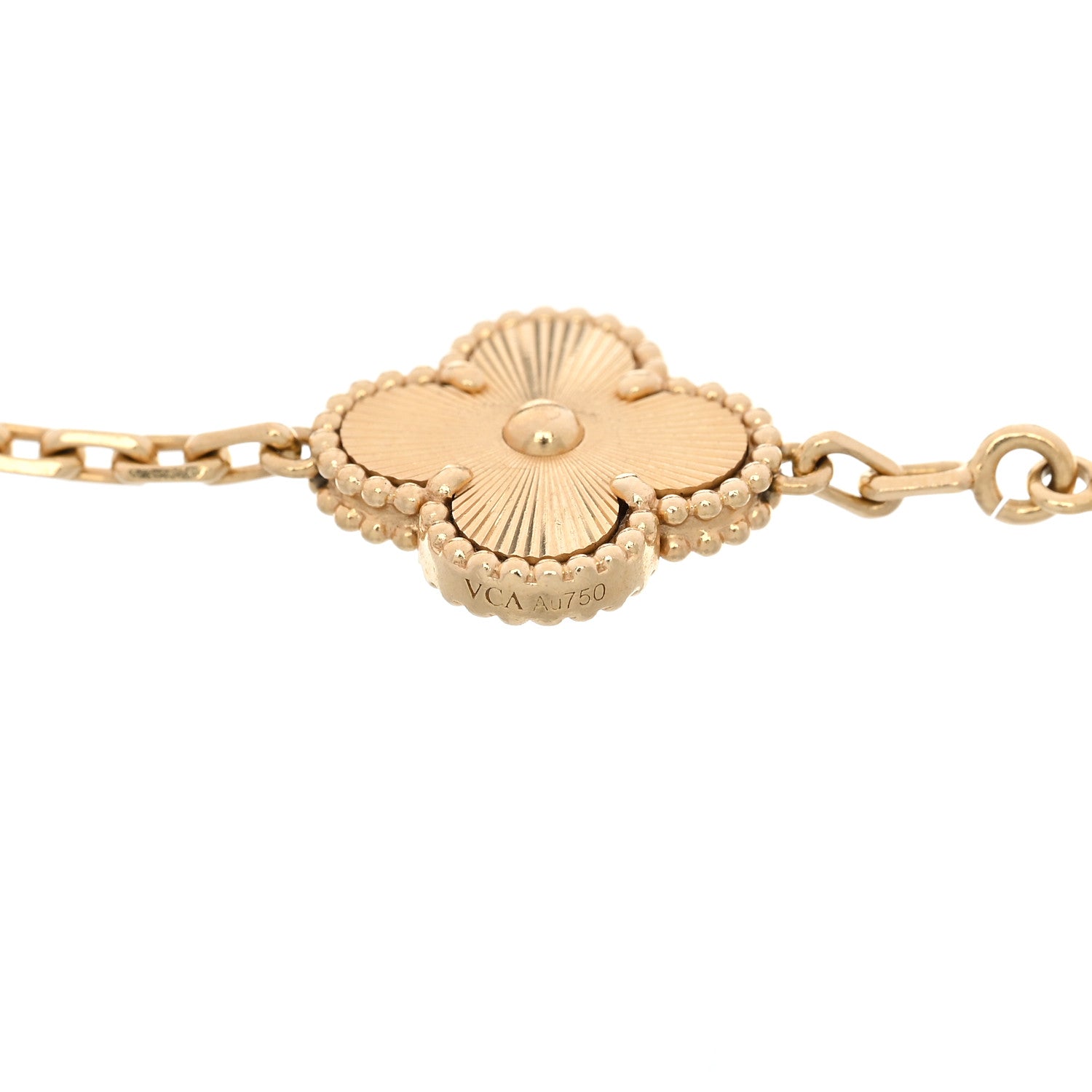 18K Yellow Gold Diamond 5 Motifs Guilloche Vintage Alhambra Bracelet — view 3