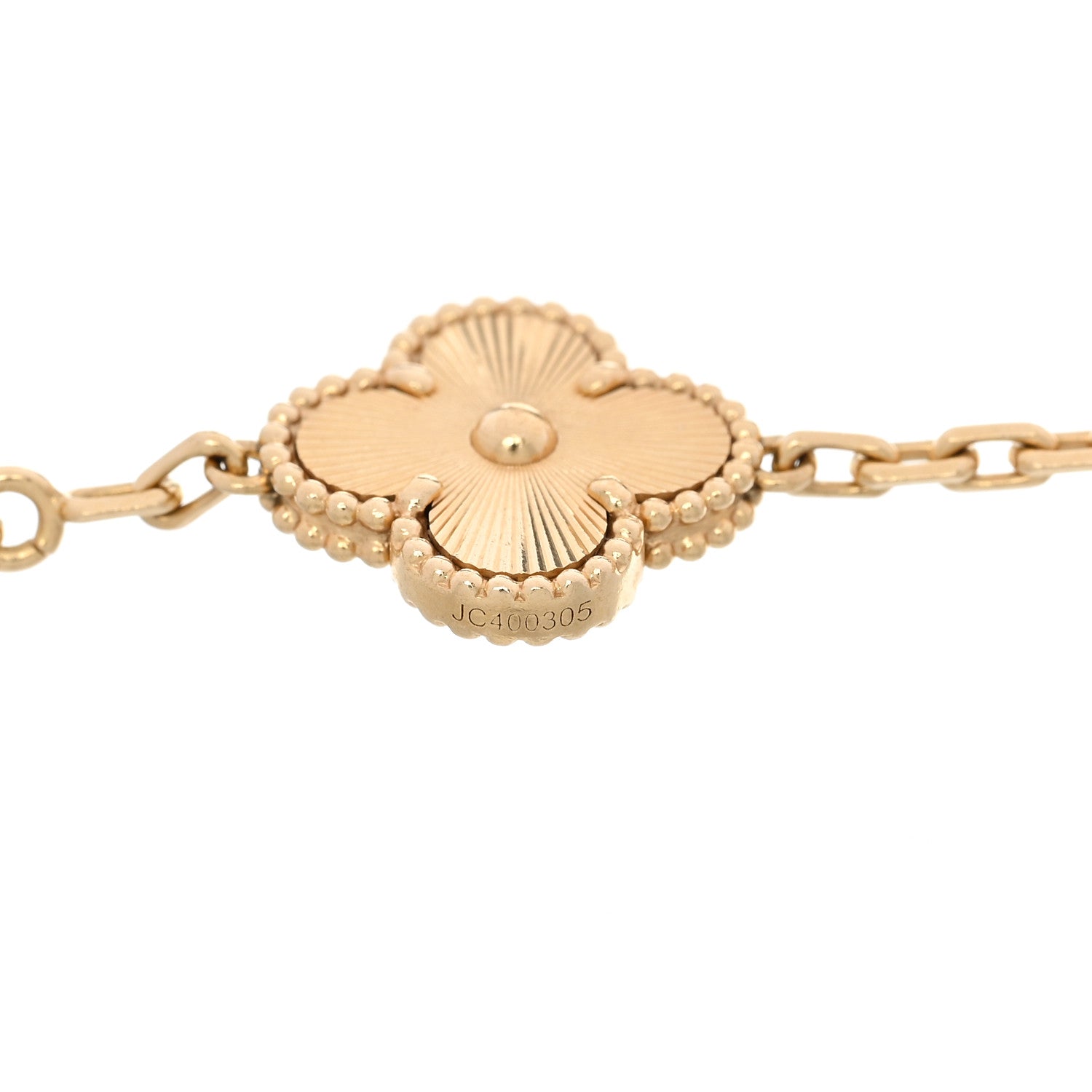 18K Yellow Gold Diamond 5 Motifs Guilloche Vintage Alhambra Bracelet — view 4