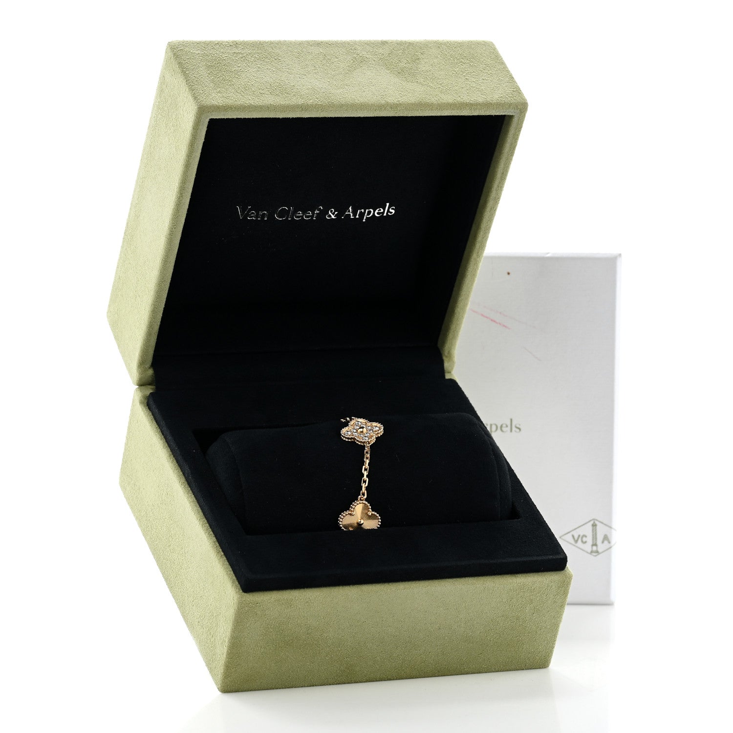 18K Yellow Gold Diamond 5 Motifs Guilloche Vintage Alhambra Bracelet — view 5