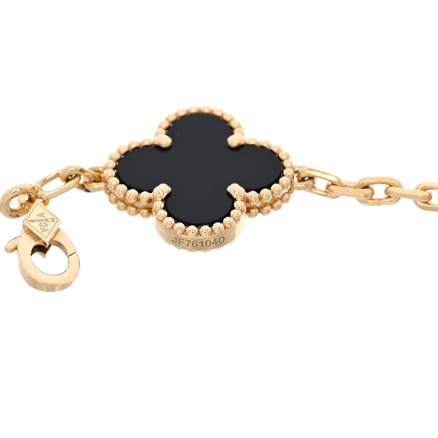 18K Yellow Gold Black Onyx 5 Motifs Vintage Alhambra Bracelet — view 3