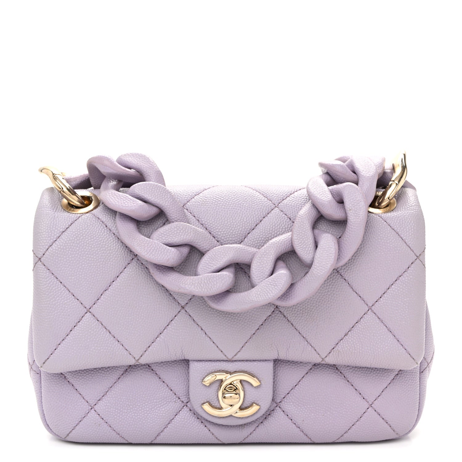 Caviar Quilted Funky Match Mini Flap Light Purple